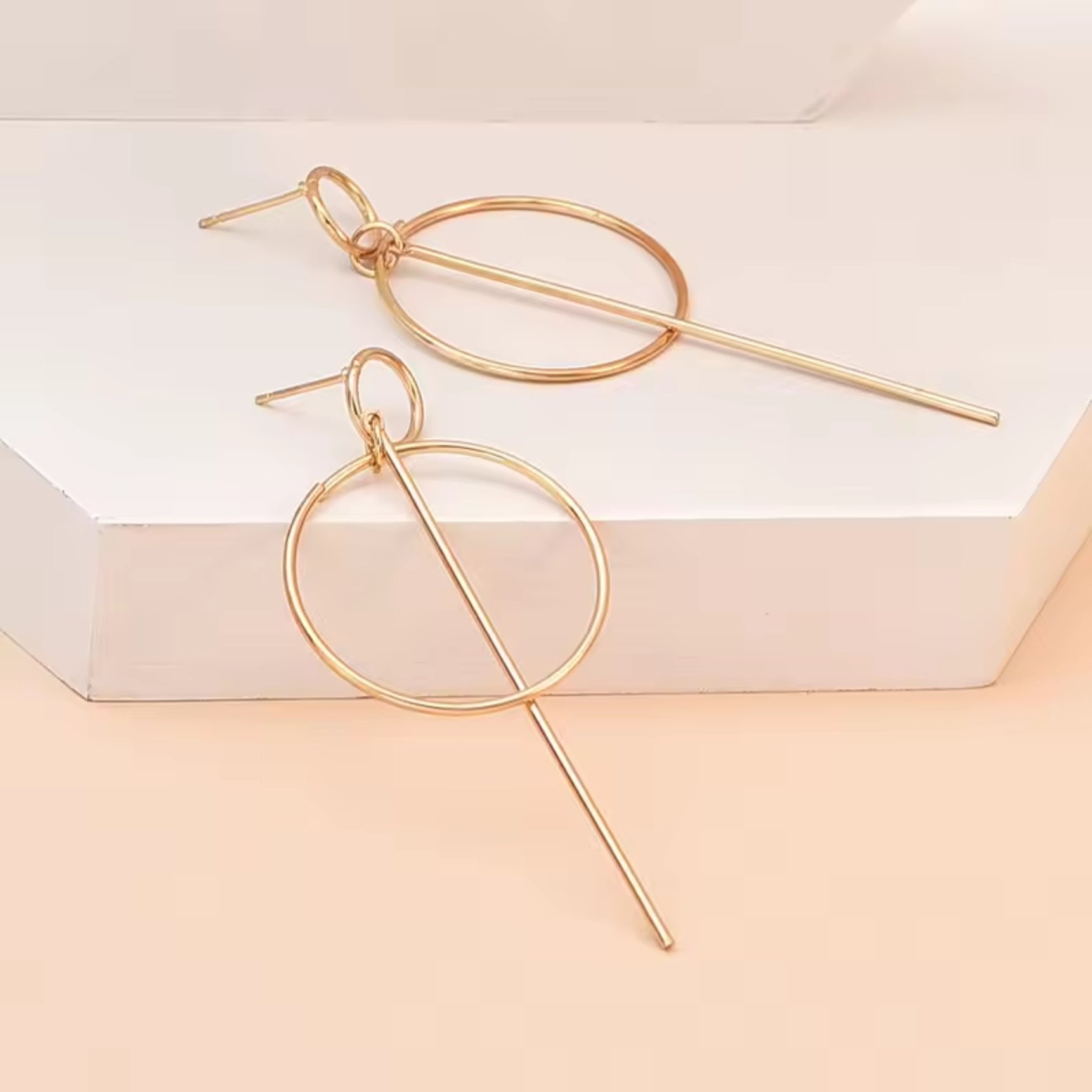 Long Geometric Circle Earring