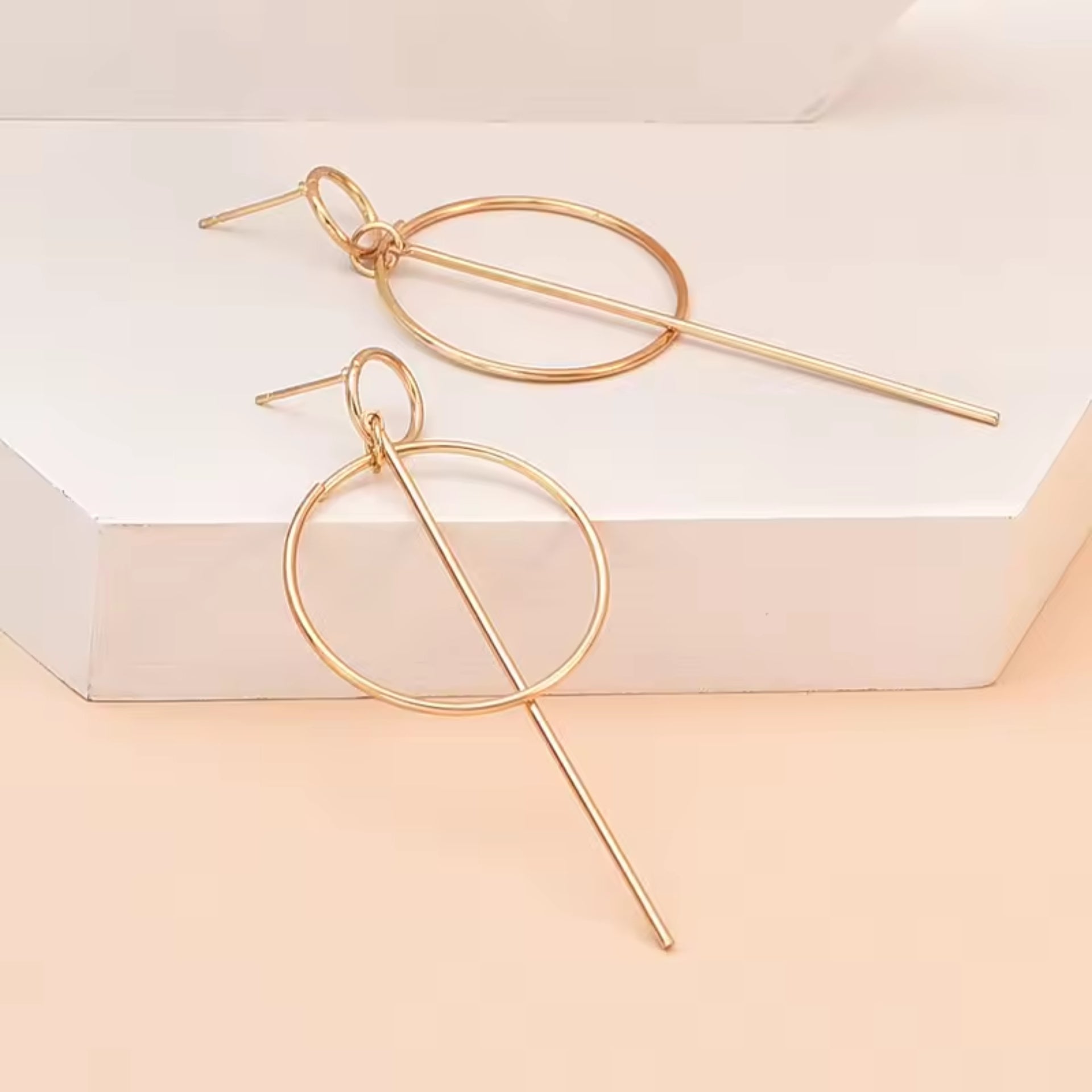 Long Geometric Circle Earring