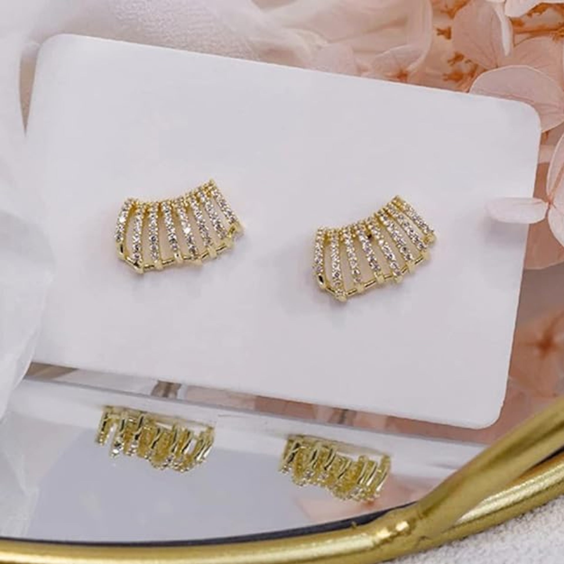 Stylish  Multilayer Row Cubic C Shape Earrings