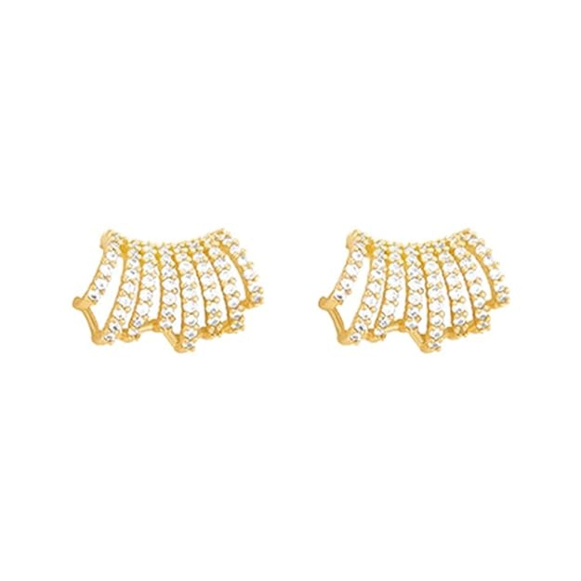 Stylish  Multilayer Row Cubic C Shape Earrings