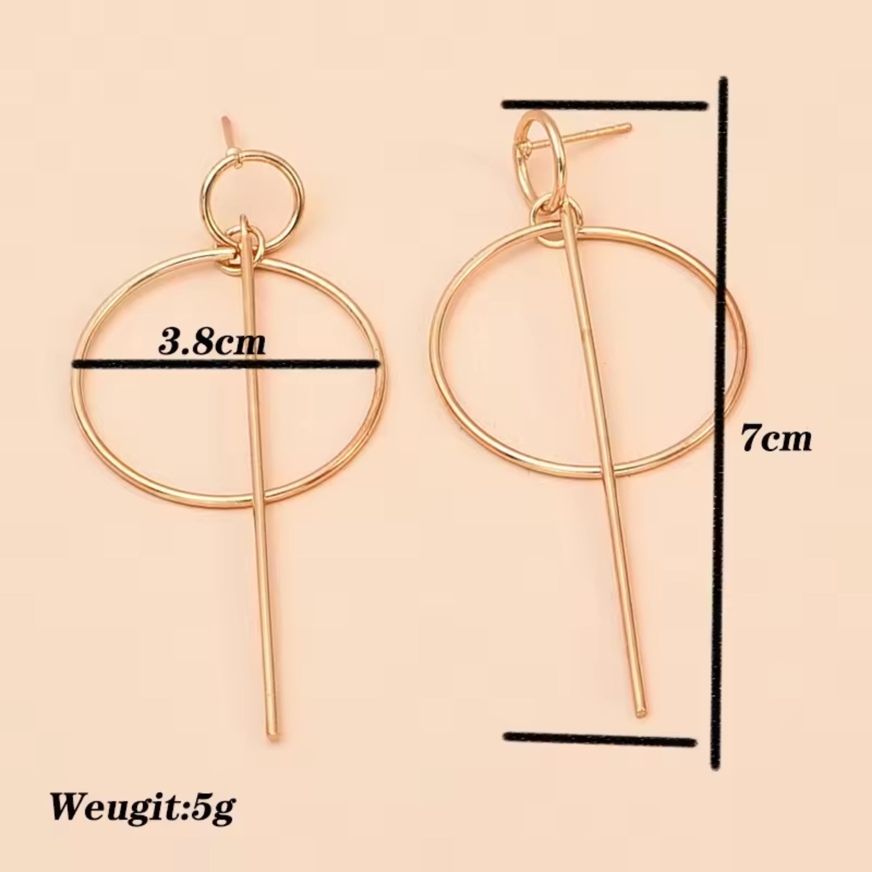 Long Geometric Circle Earring