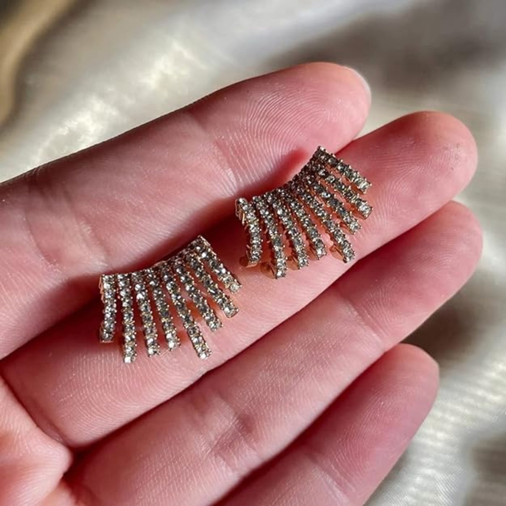 Stylish  Multilayer Row Cubic C Shape Earrings