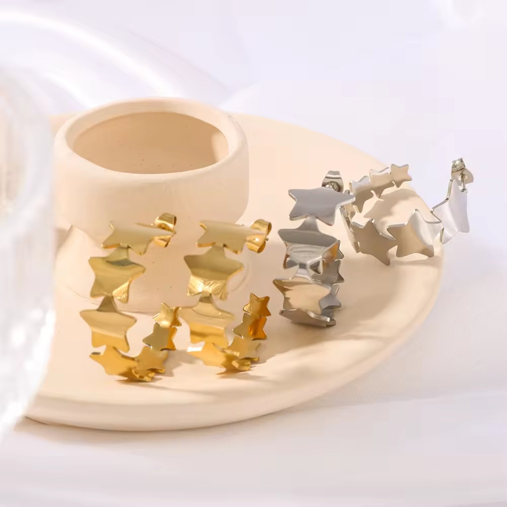 Gold Plated Star Shape High-End Earrings