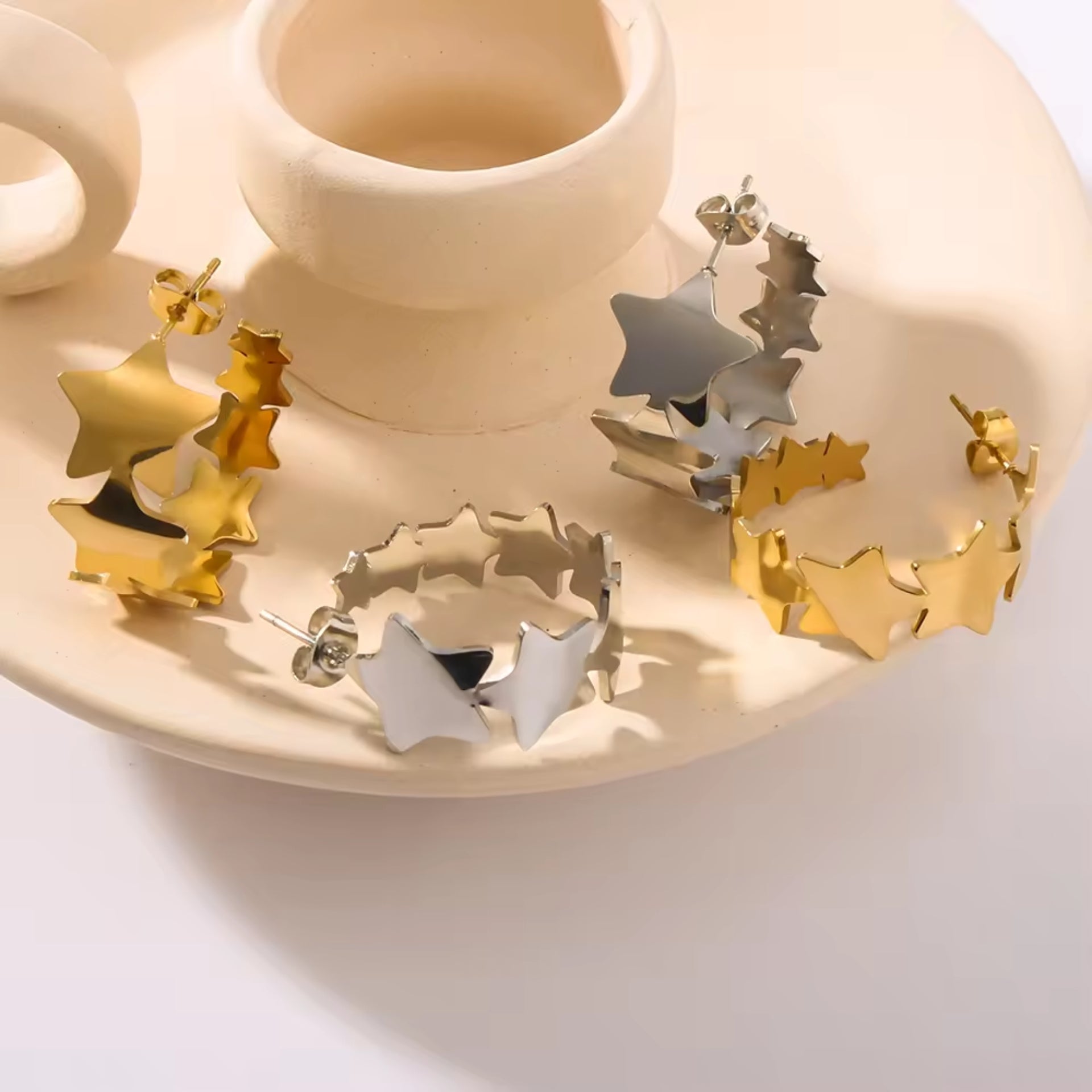 Gold Plated Star Shape High-End Earrings