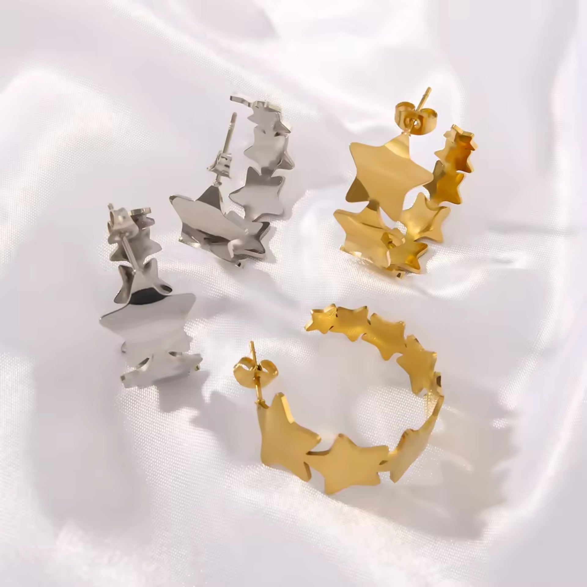 Gold Plated Star Shape High-End Earrings