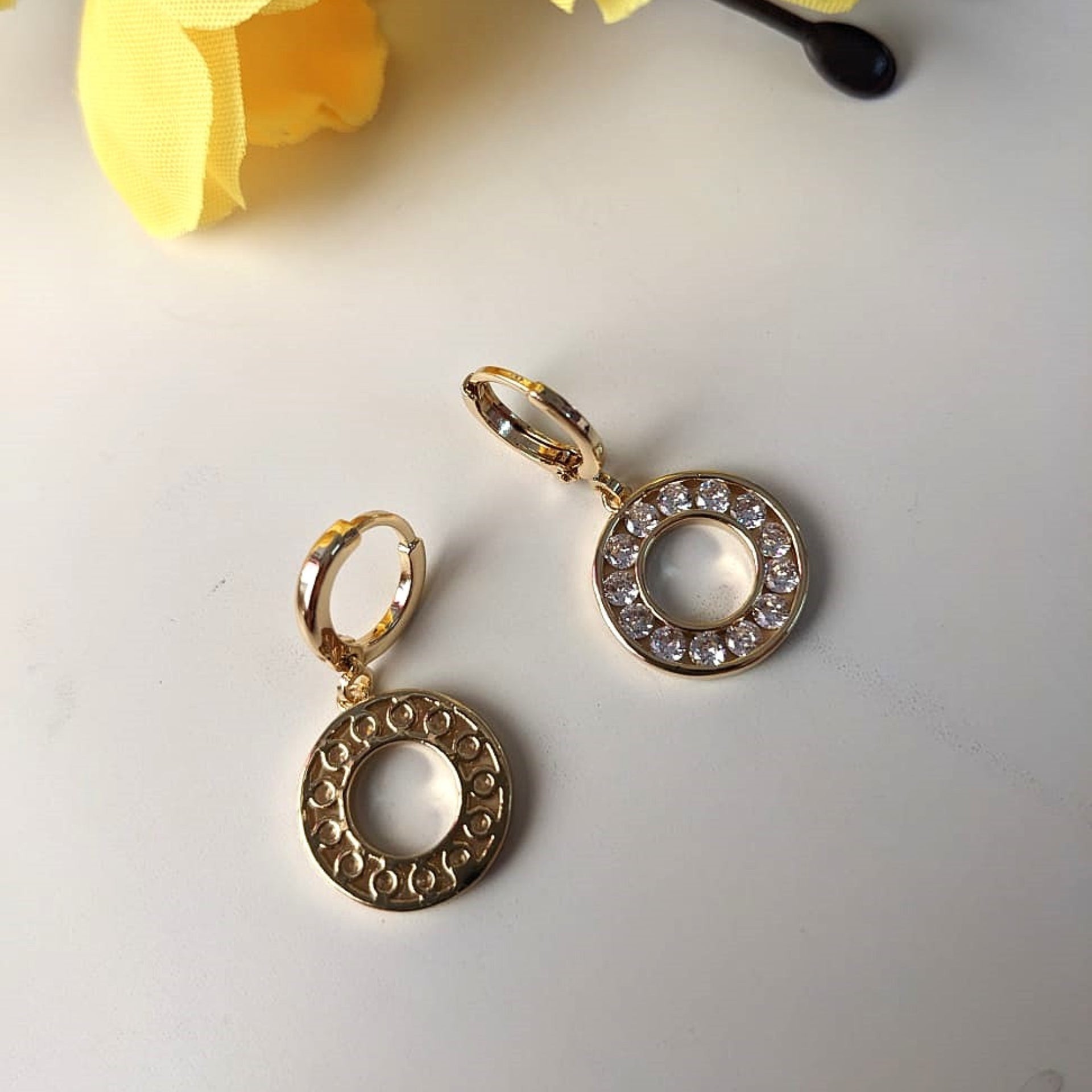 Diamond Halo Hoop Earrings