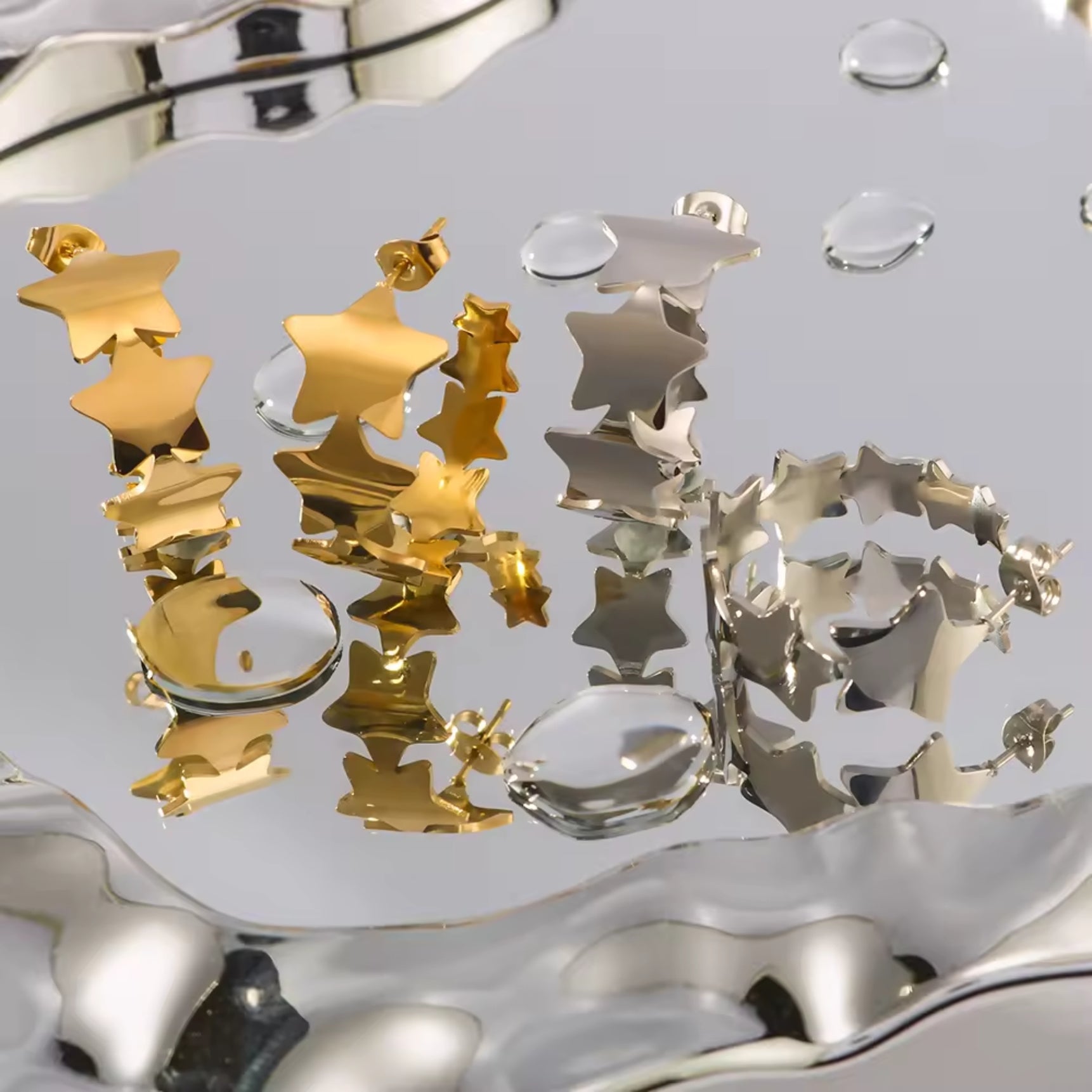 Gold Plated Star Shape High-End Earrings