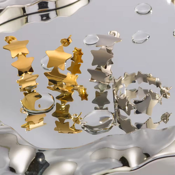 Gold Plated Star Shape High-End Earrings