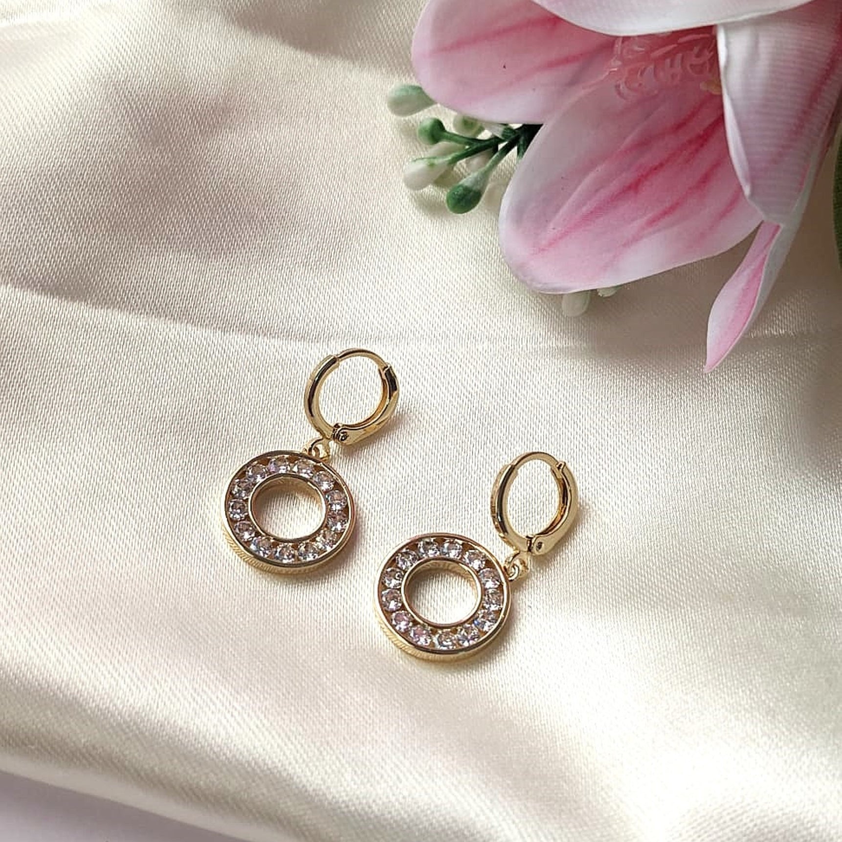 Diamond Halo Hoop Earrings
