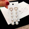 Pearl Crystal Heart Earrings