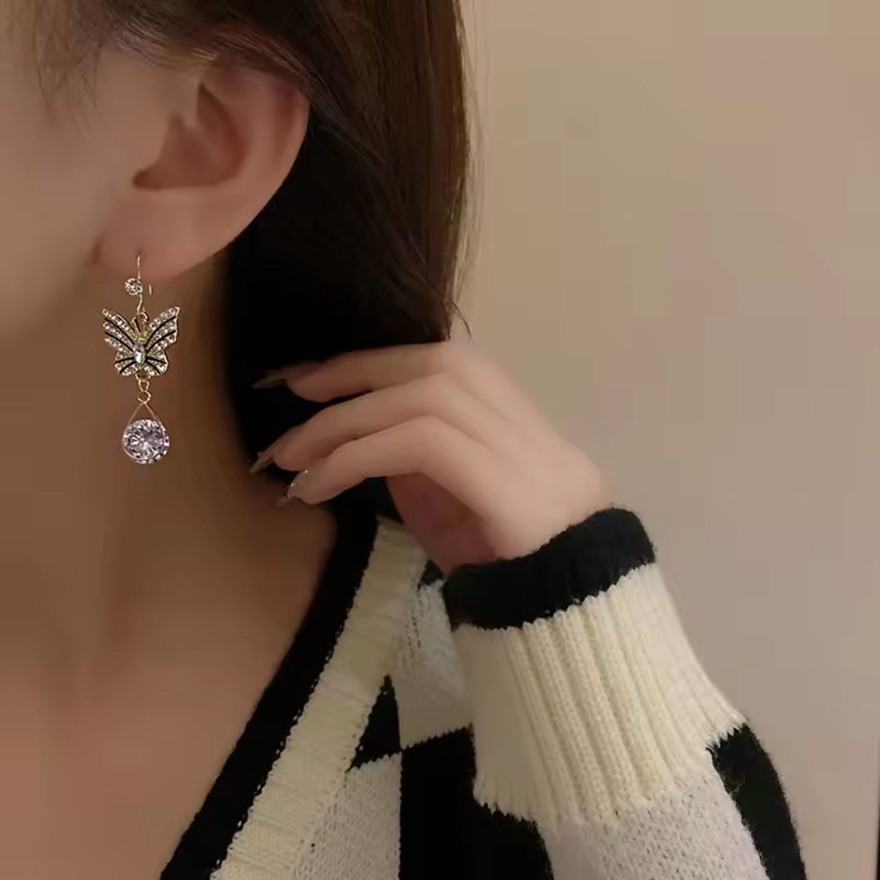 Sparkling Crystal Butterfly Earrings