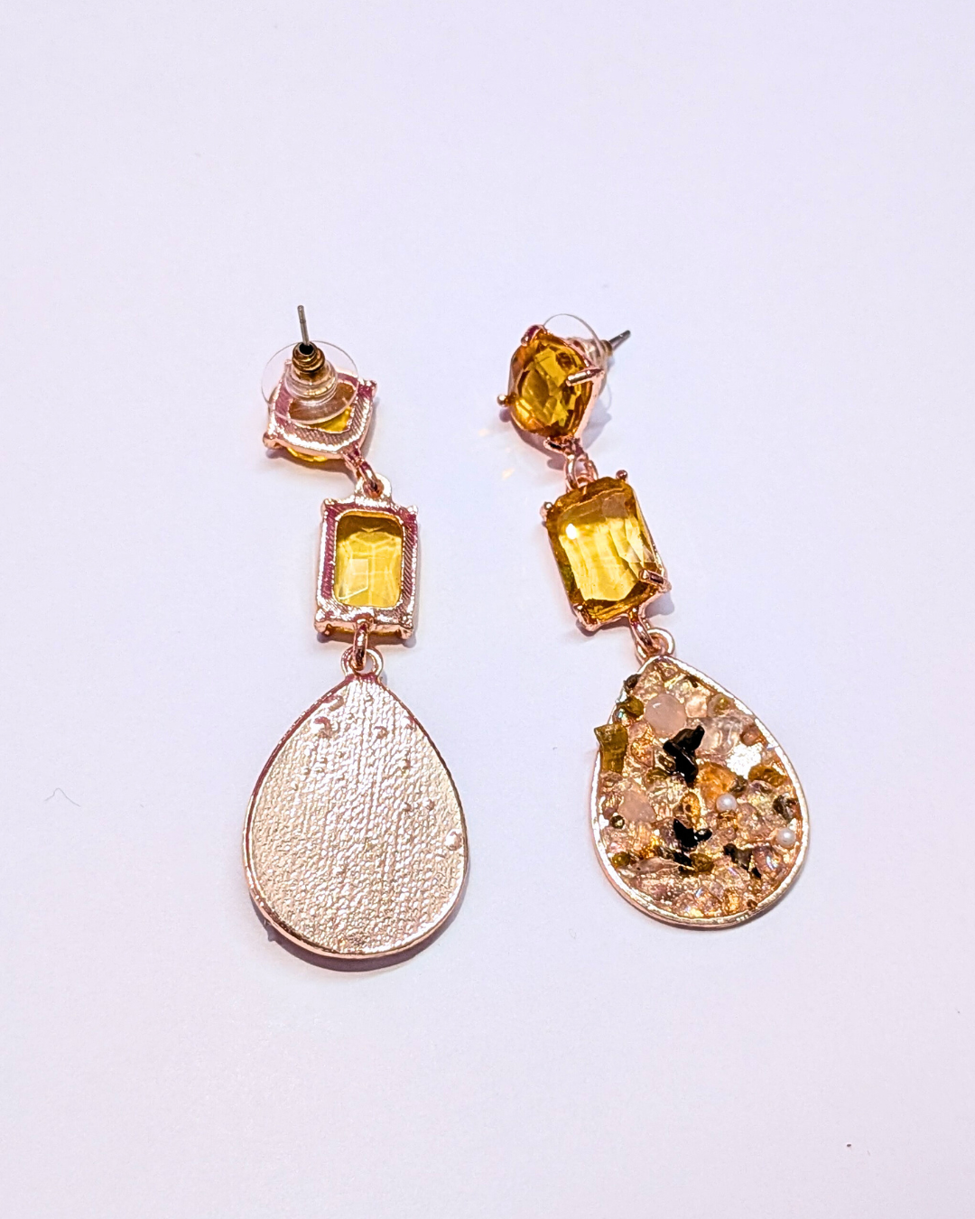 Yellow Rhinestone Teardrop Dangler Earrings – Long Statement Earrings for Women