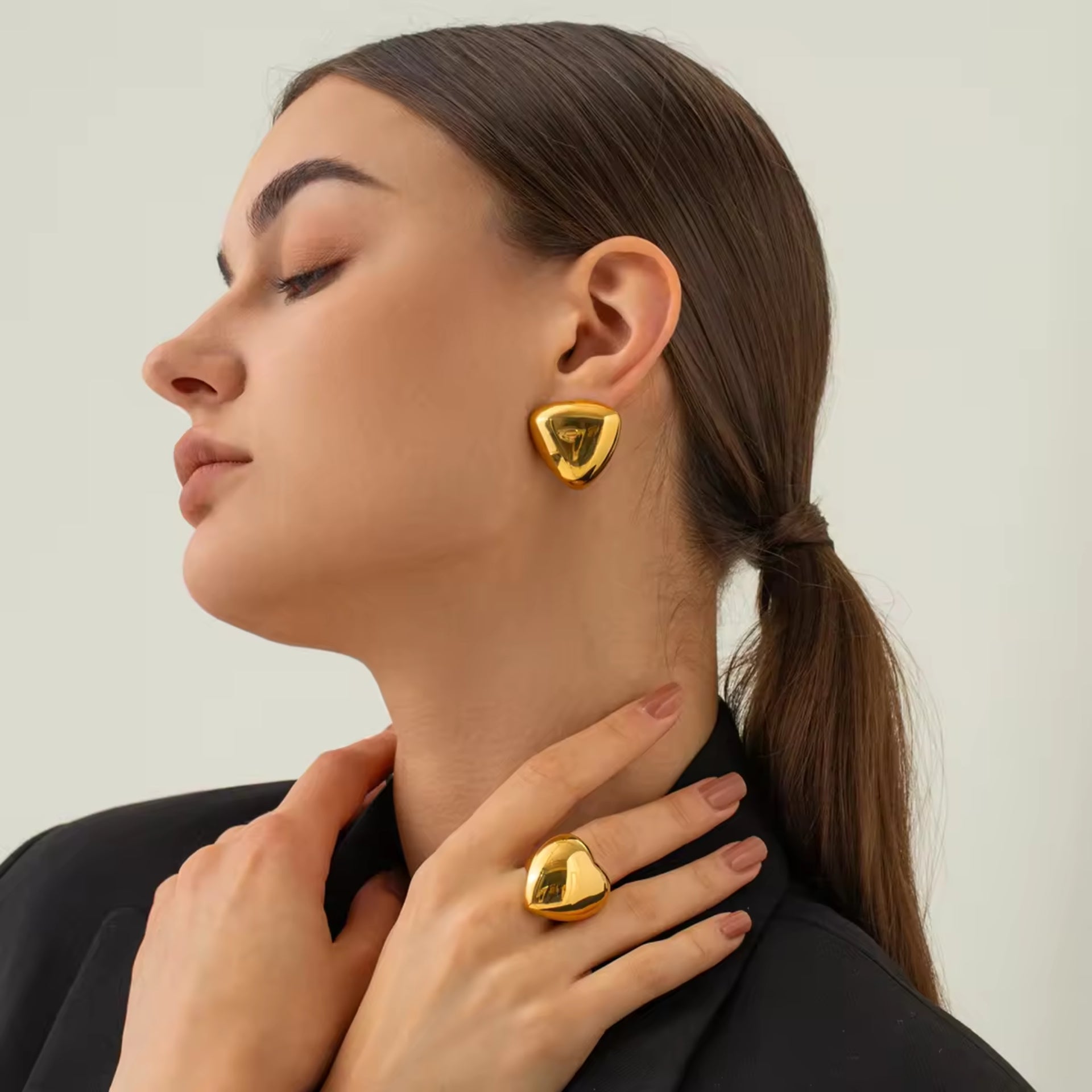 Chunky Gold Plated Triangle Studs Earring