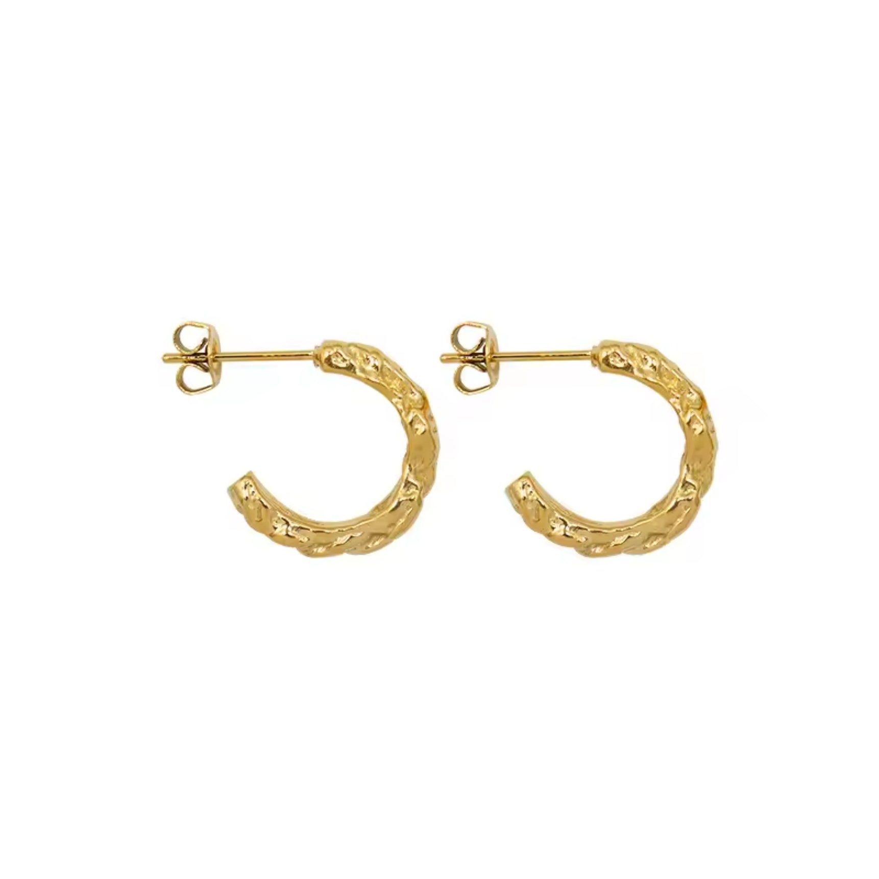 Gold Plated Uneven Open Half Round Hoop Earrings