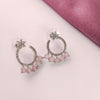 AD Flower Round Jhumka Pink