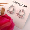 AD Flower Round Jhumka Pink