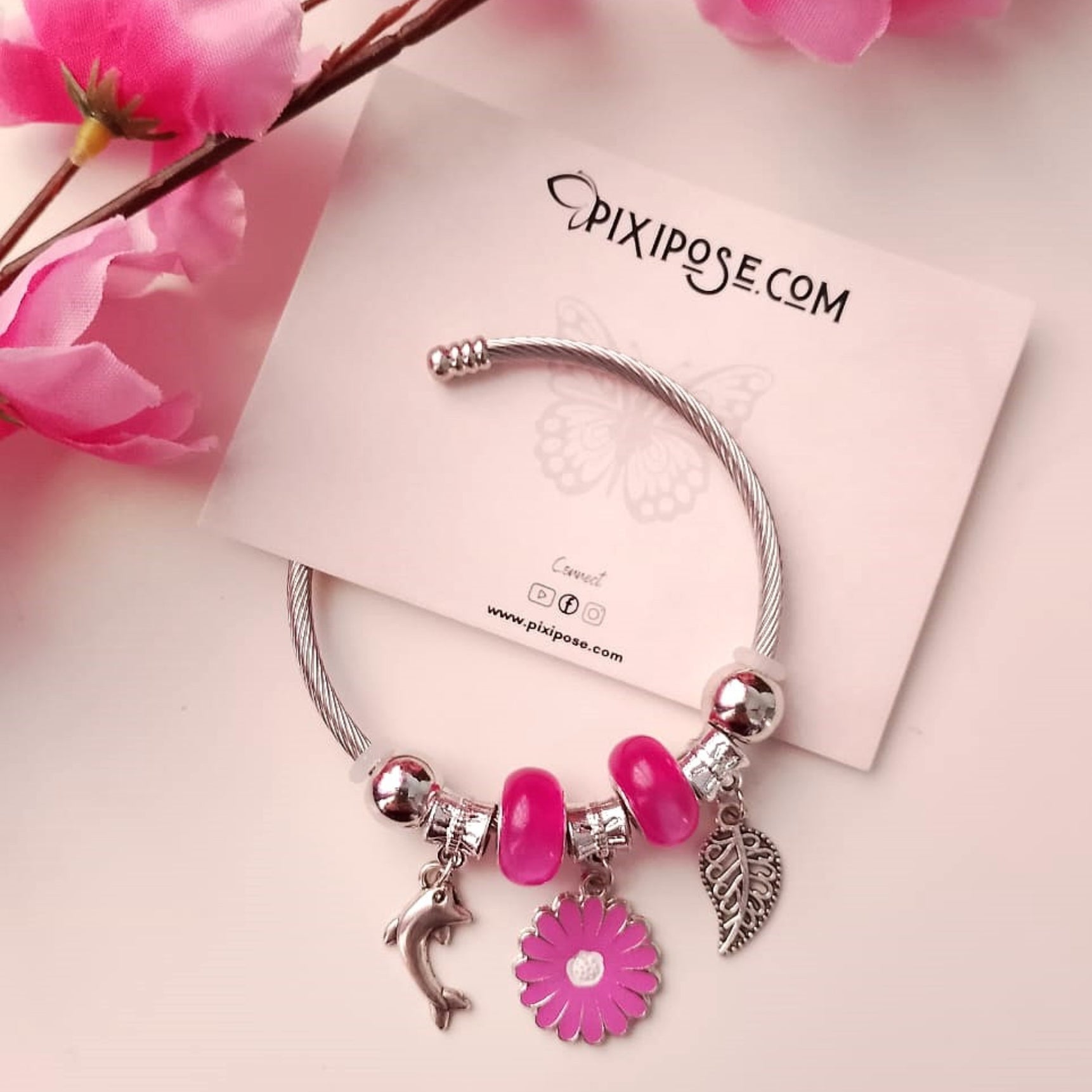Blossom Pink Flower Bracelet