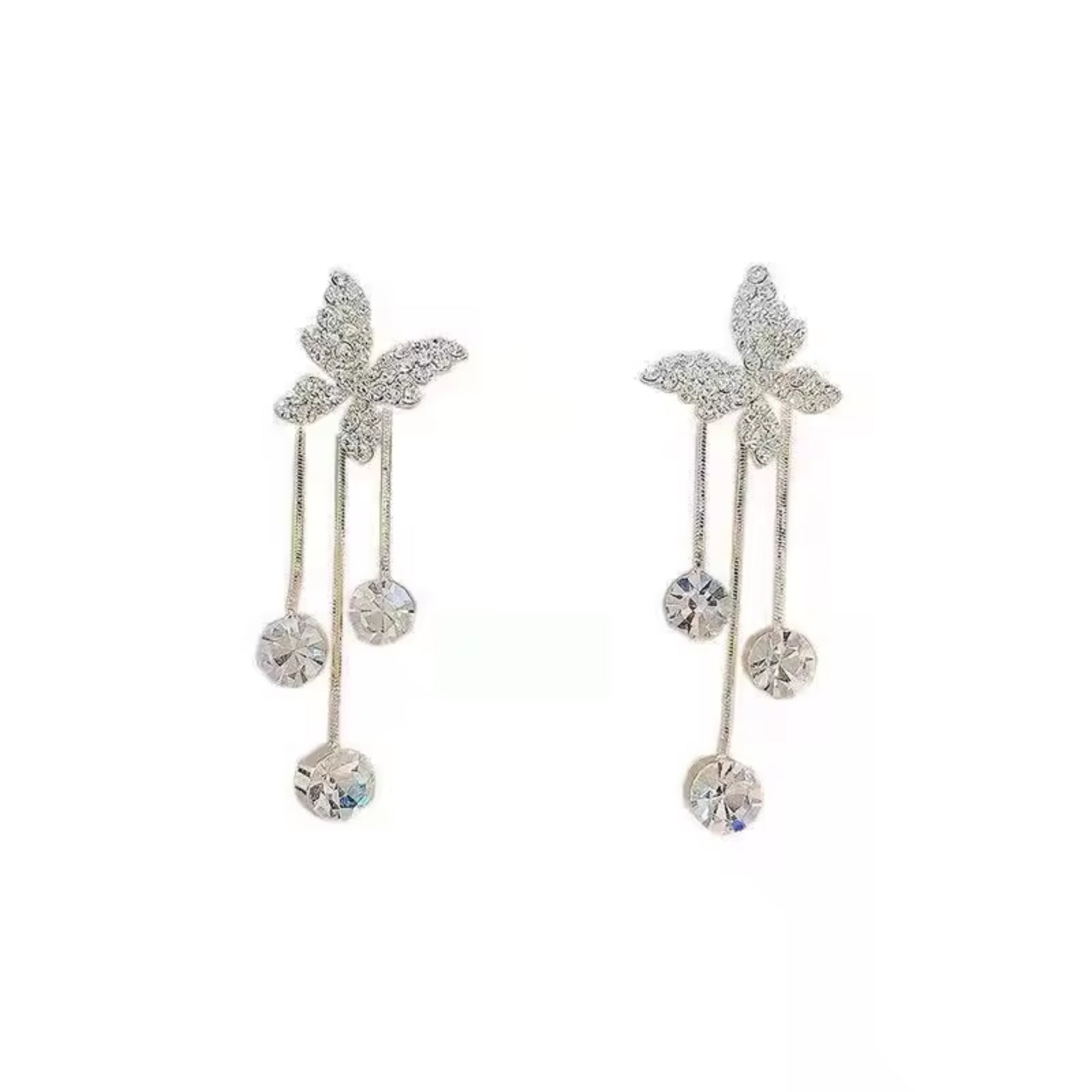 Dazzling Crystal Butterfly Chain Earrings