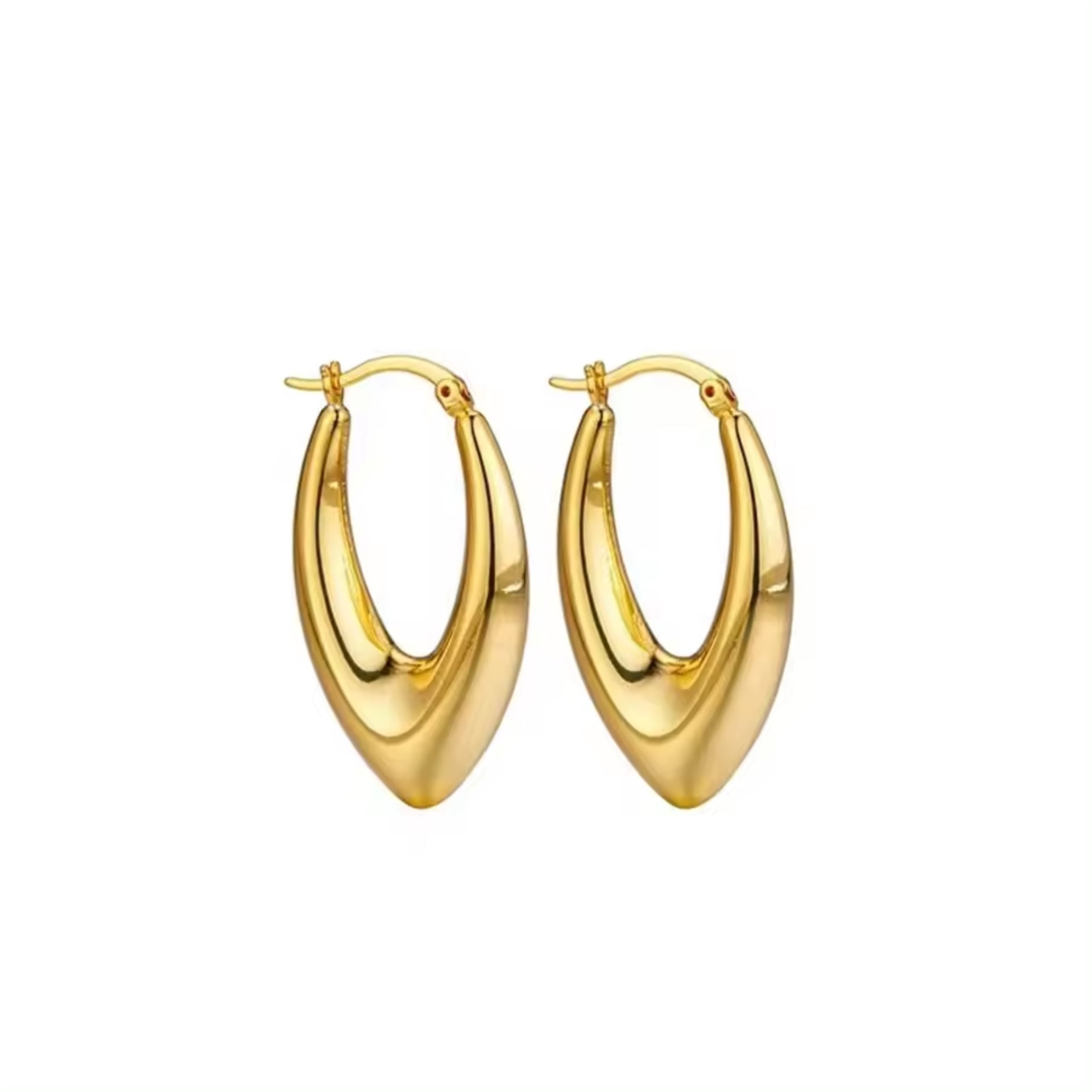 Golden Thick Long Hoops Earrings