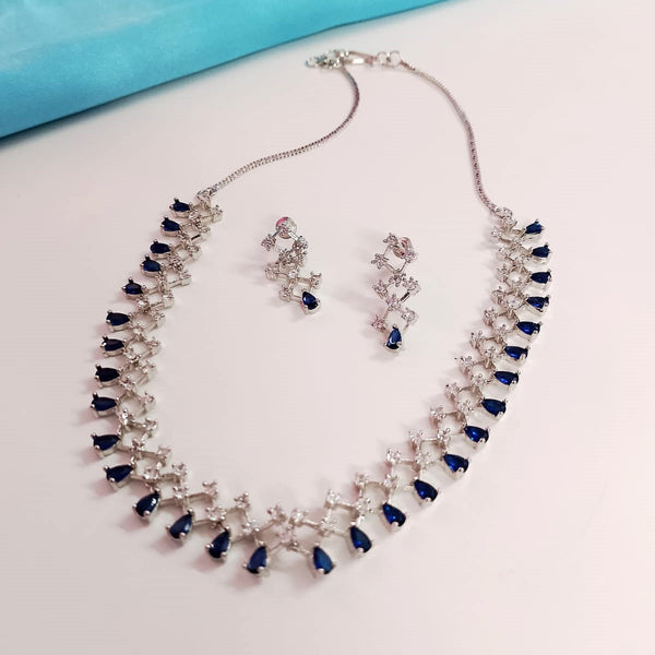Zig Zag Azure AD Necklace Set BLUE