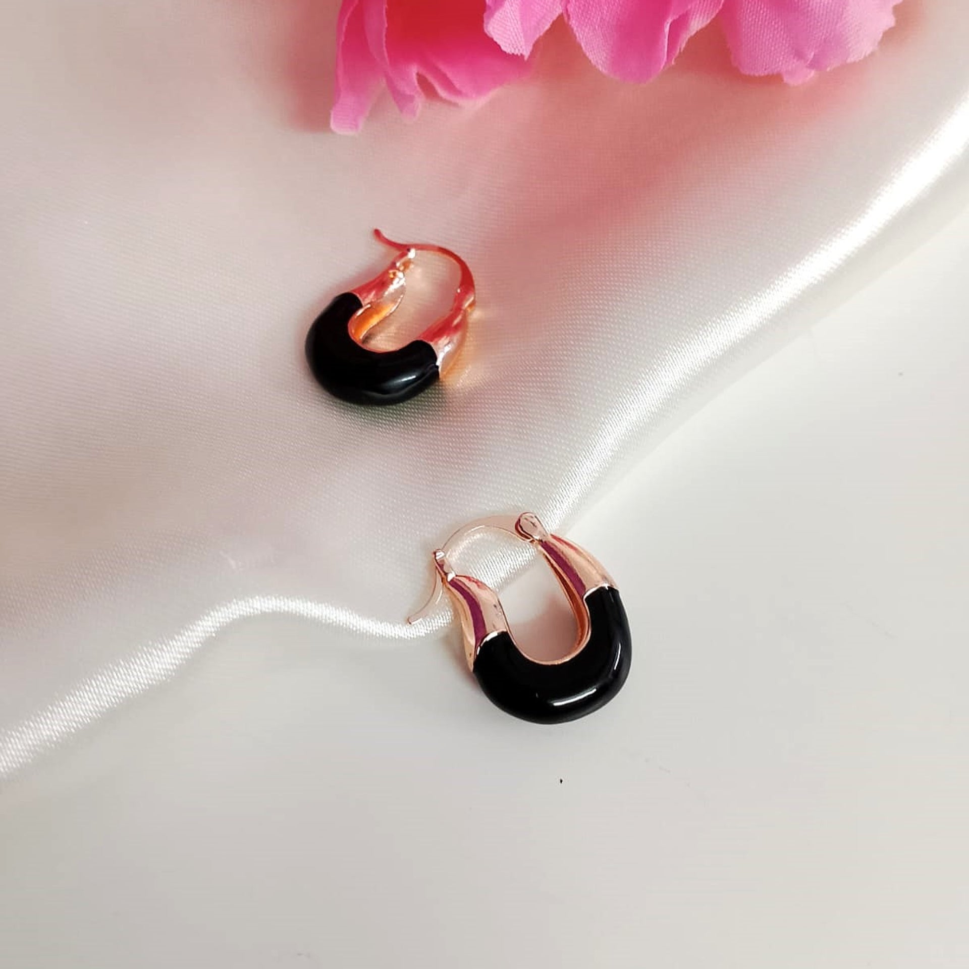 Midnight Allure Beaded Hoops