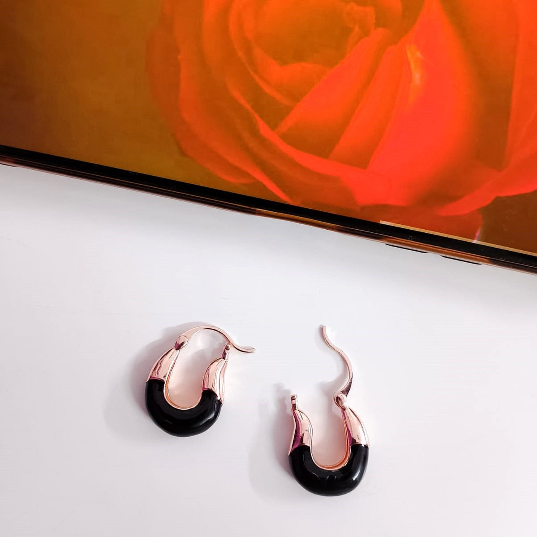 Midnight Allure Beaded Hoops