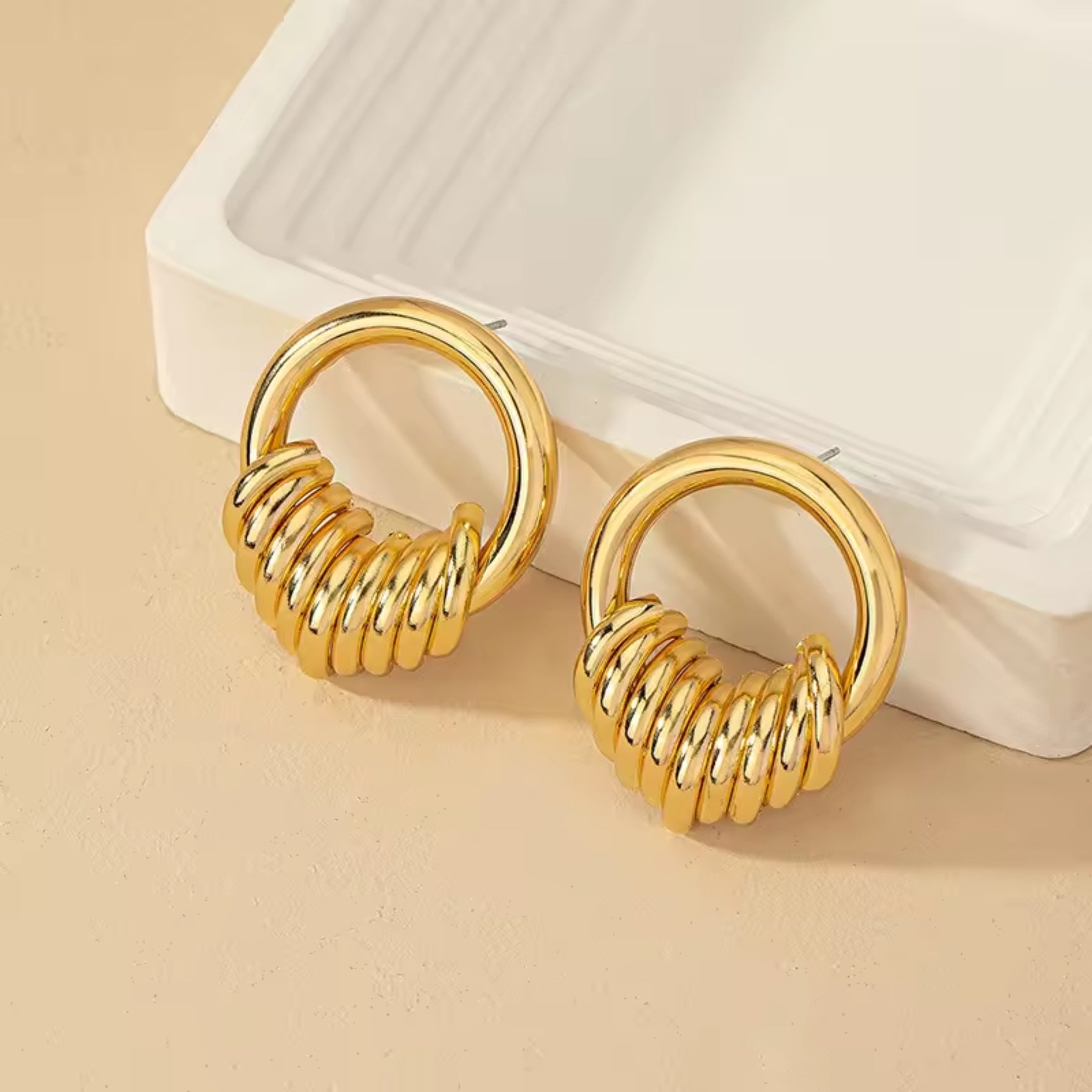 Golden Layer Circle Earrings