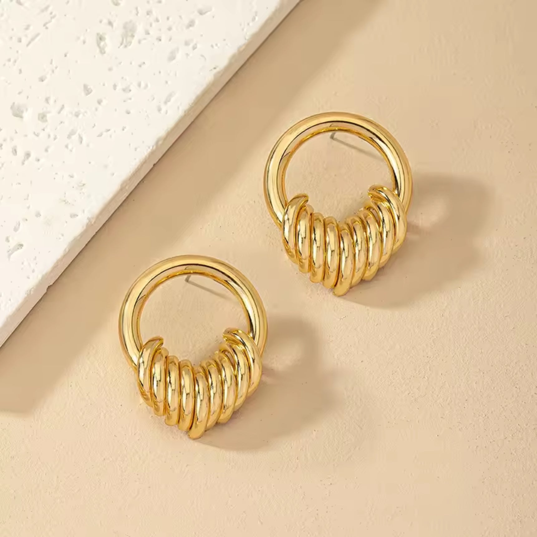 Golden Layer Circle Earrings