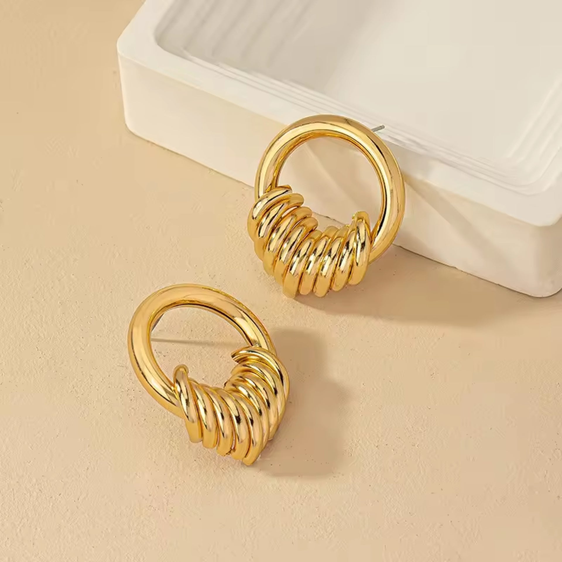 Golden Layer Circle Earrings