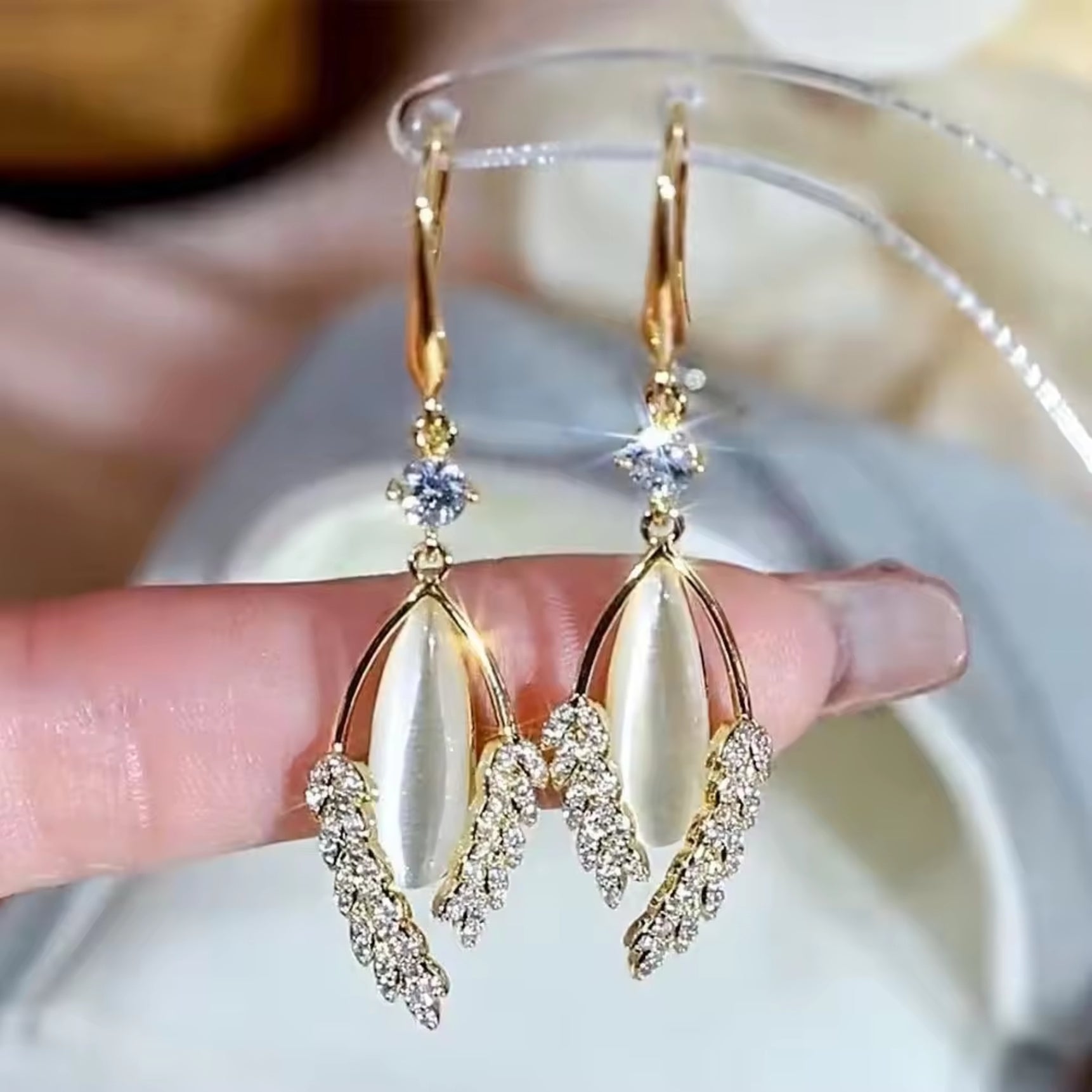 Sparkling Crystal Leaf Earrings