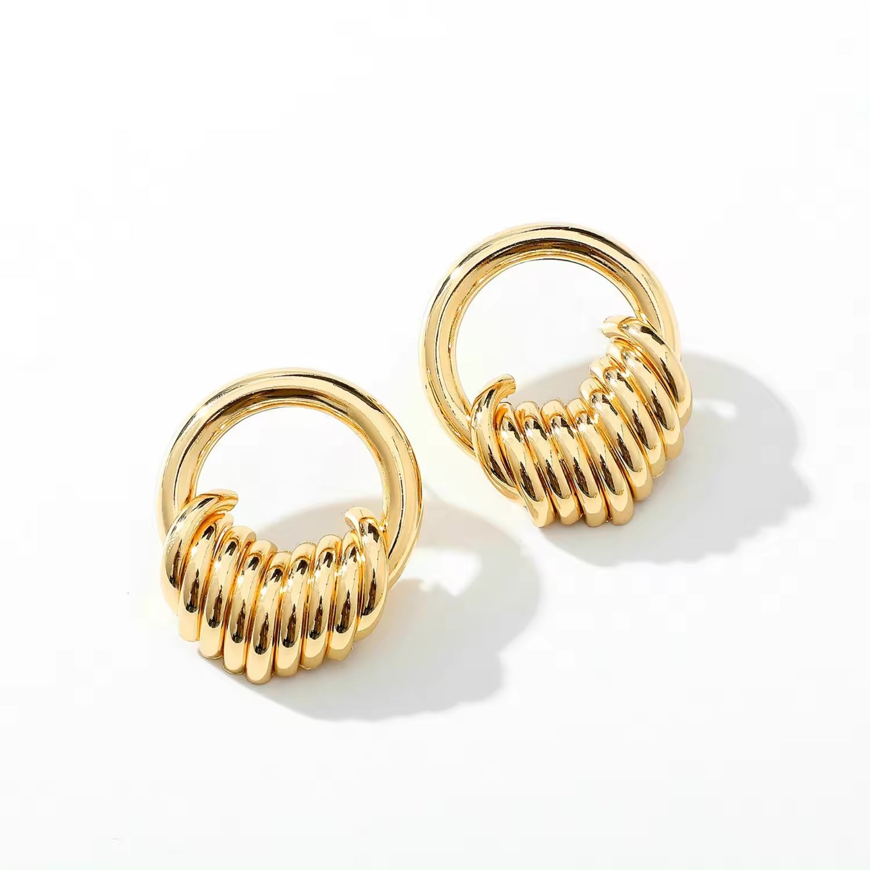 Golden Layer Circle Earrings