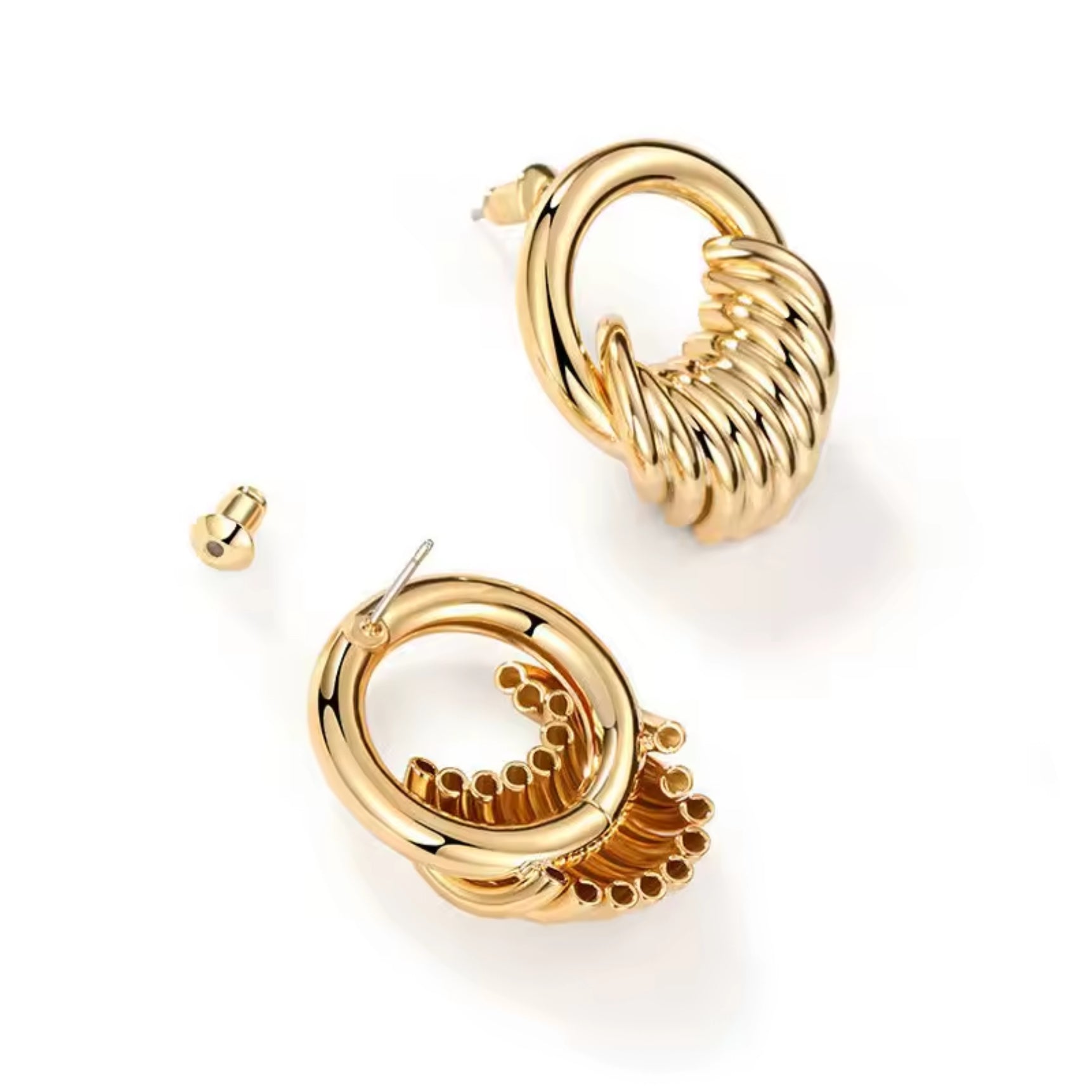 Golden Layer Circle Earrings