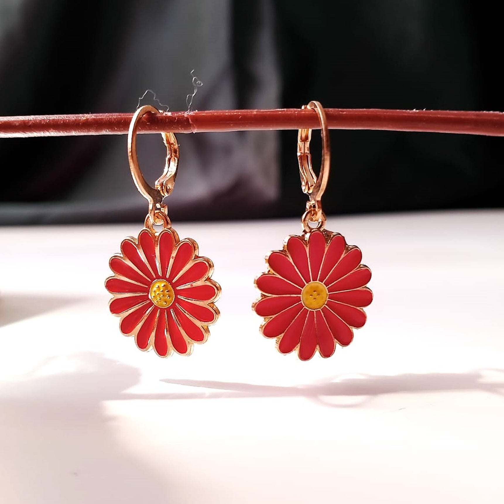 Radiant Red Sunflower Hoops