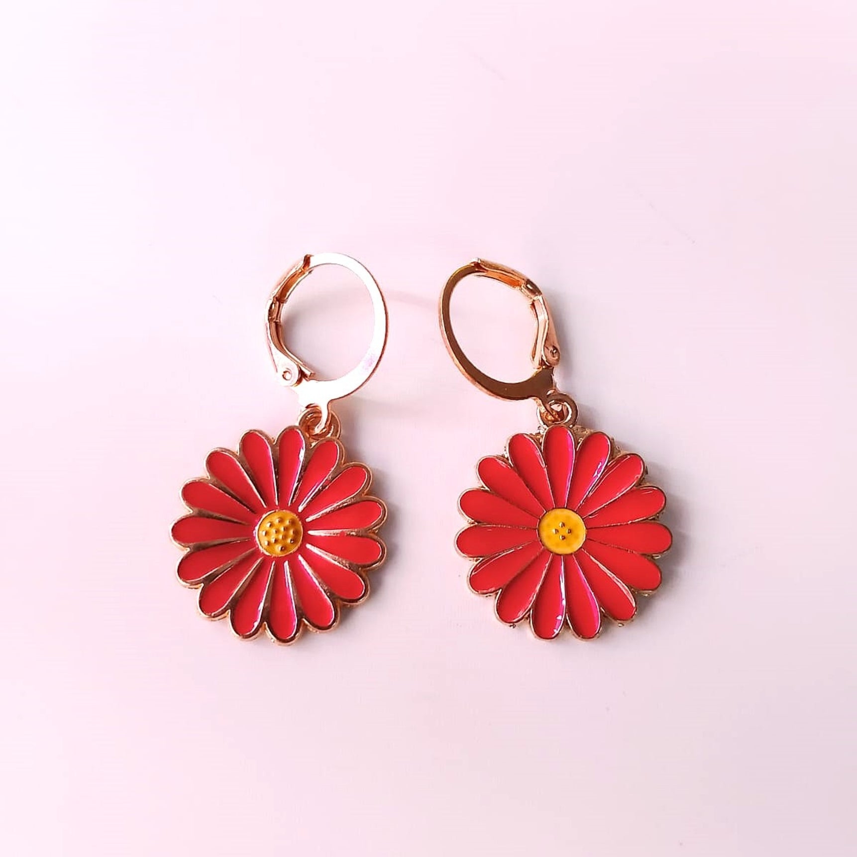 Radiant Red Sunflower Hoops