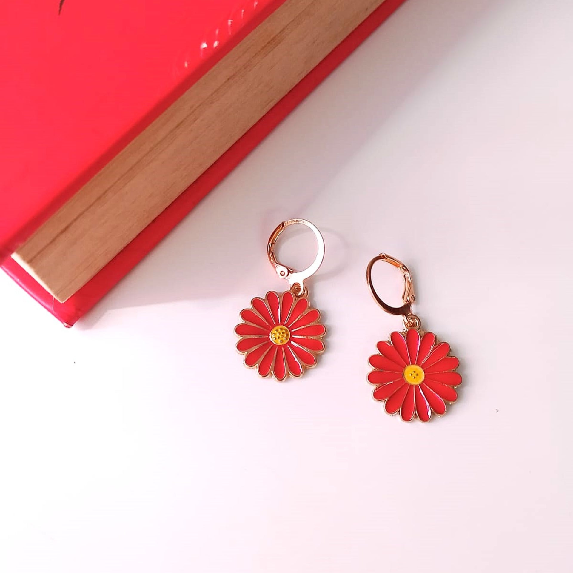 Radiant Red Sunflower Hoops