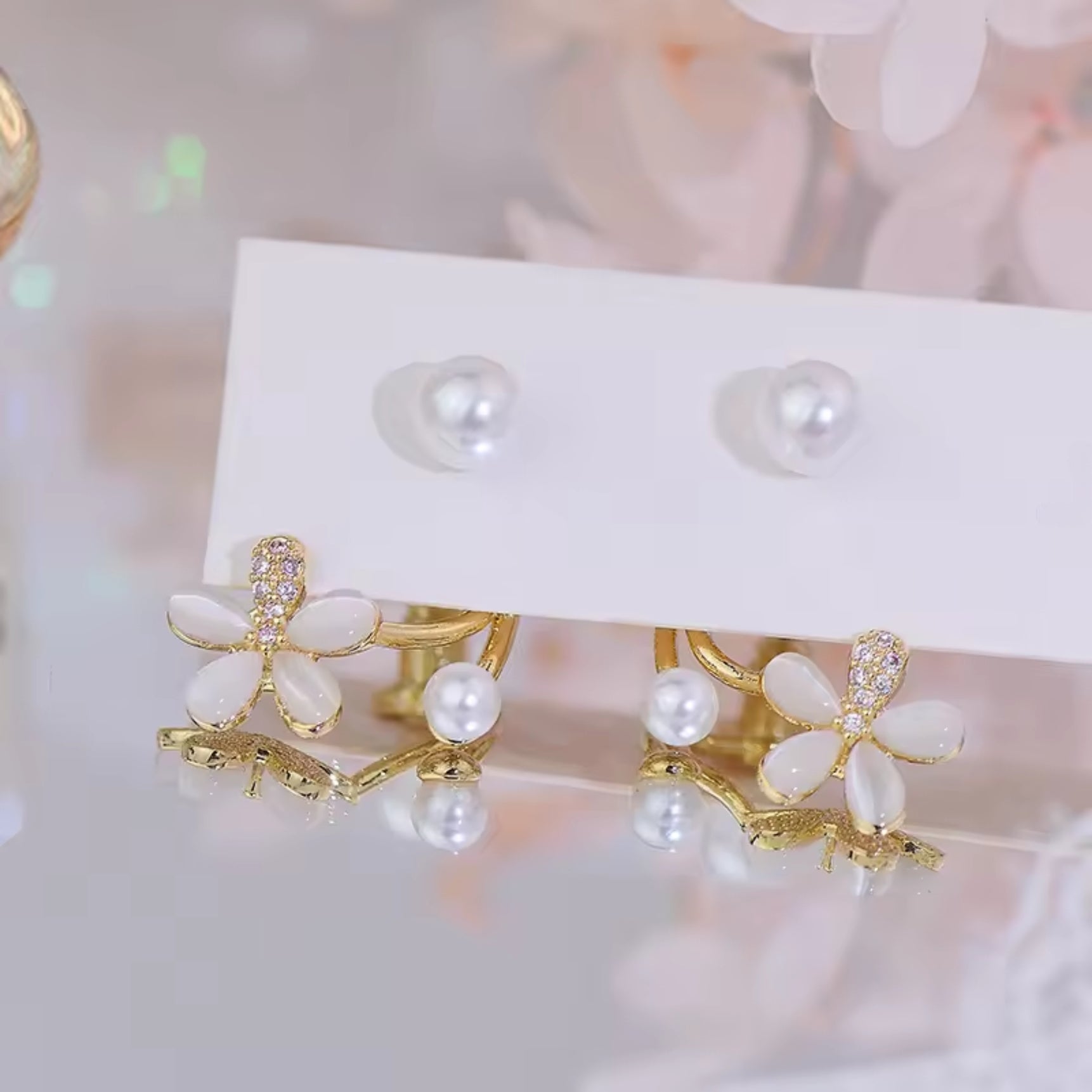 Sophisticated Elegant Flower Stud Earrings