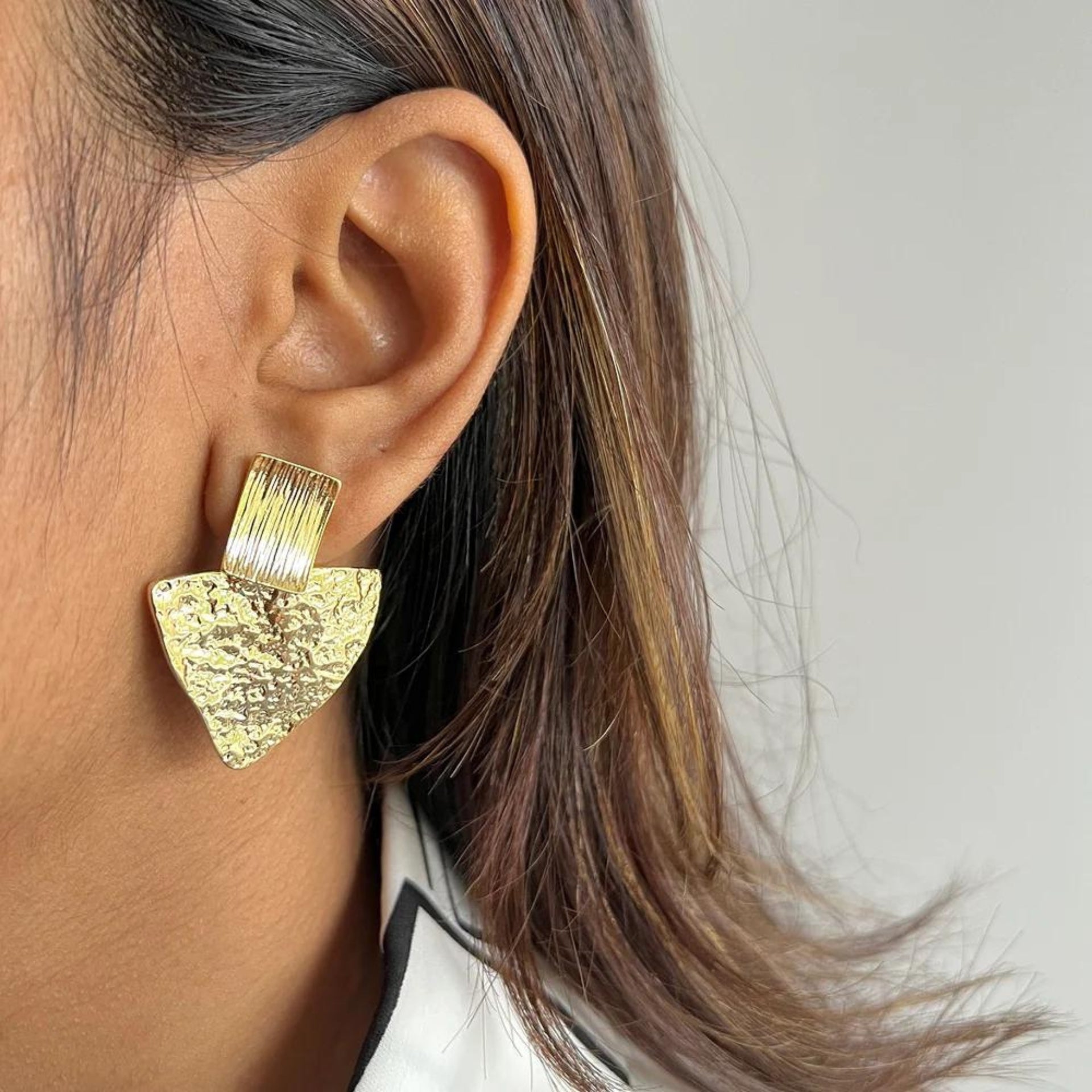 Golden Plated Triangle Earrings