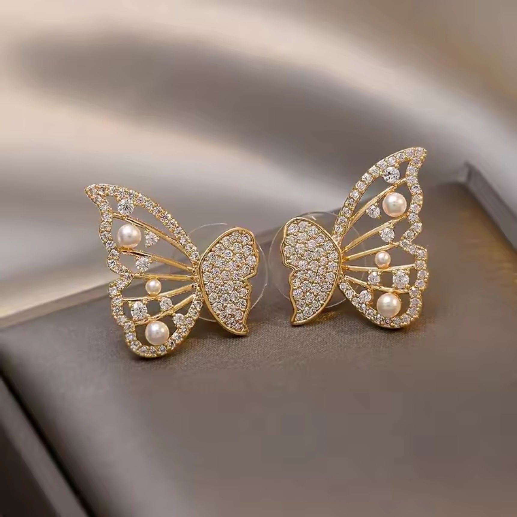 Radiant Crystal Butterfly Stud Earrings