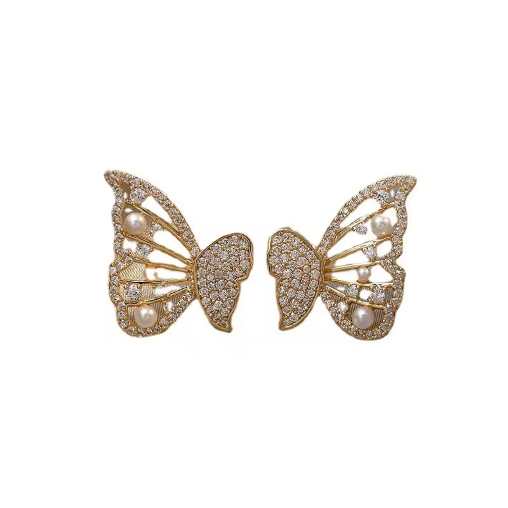 Radiant Crystal Butterfly Stud Earrings