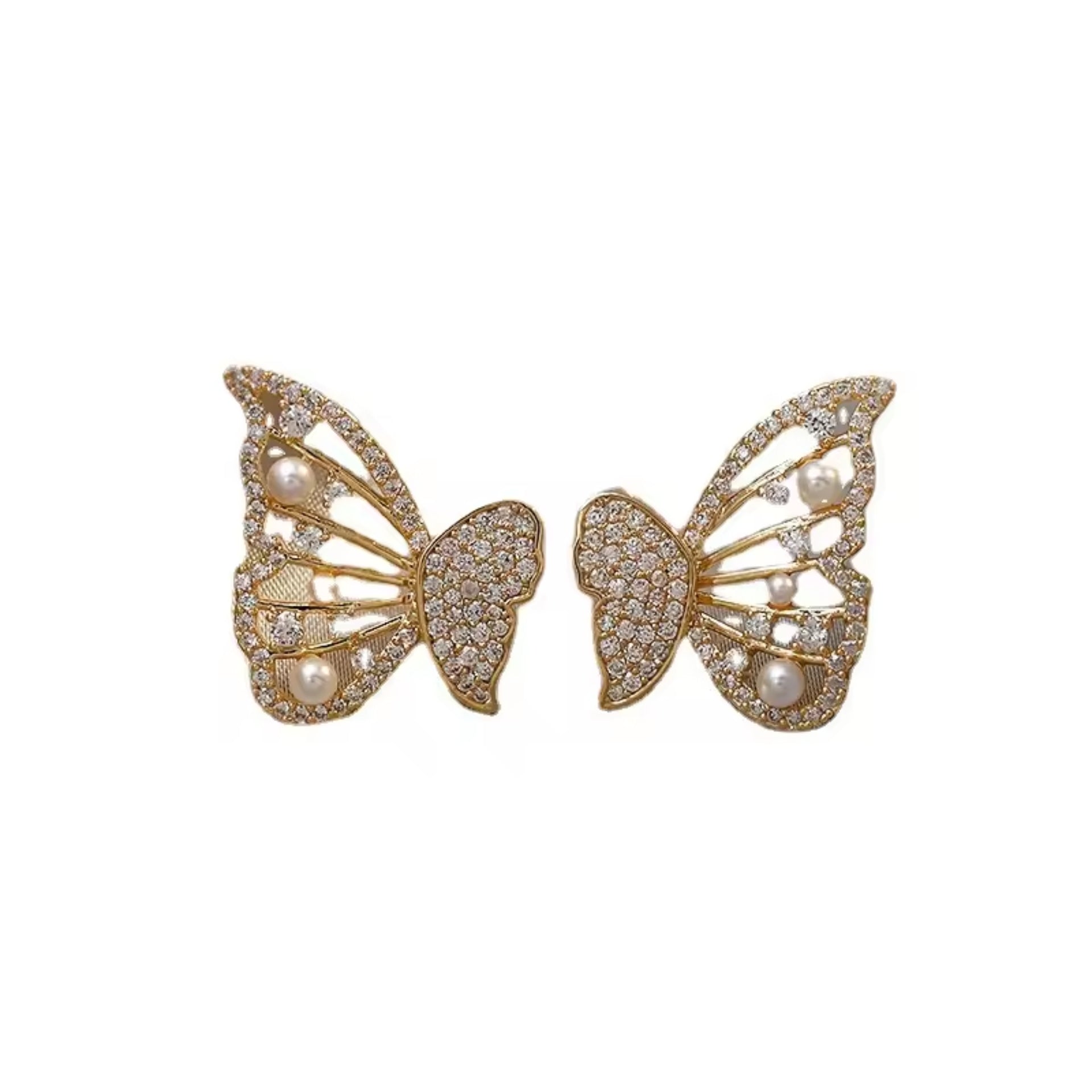 Radiant Crystal Butterfly Stud Earrings