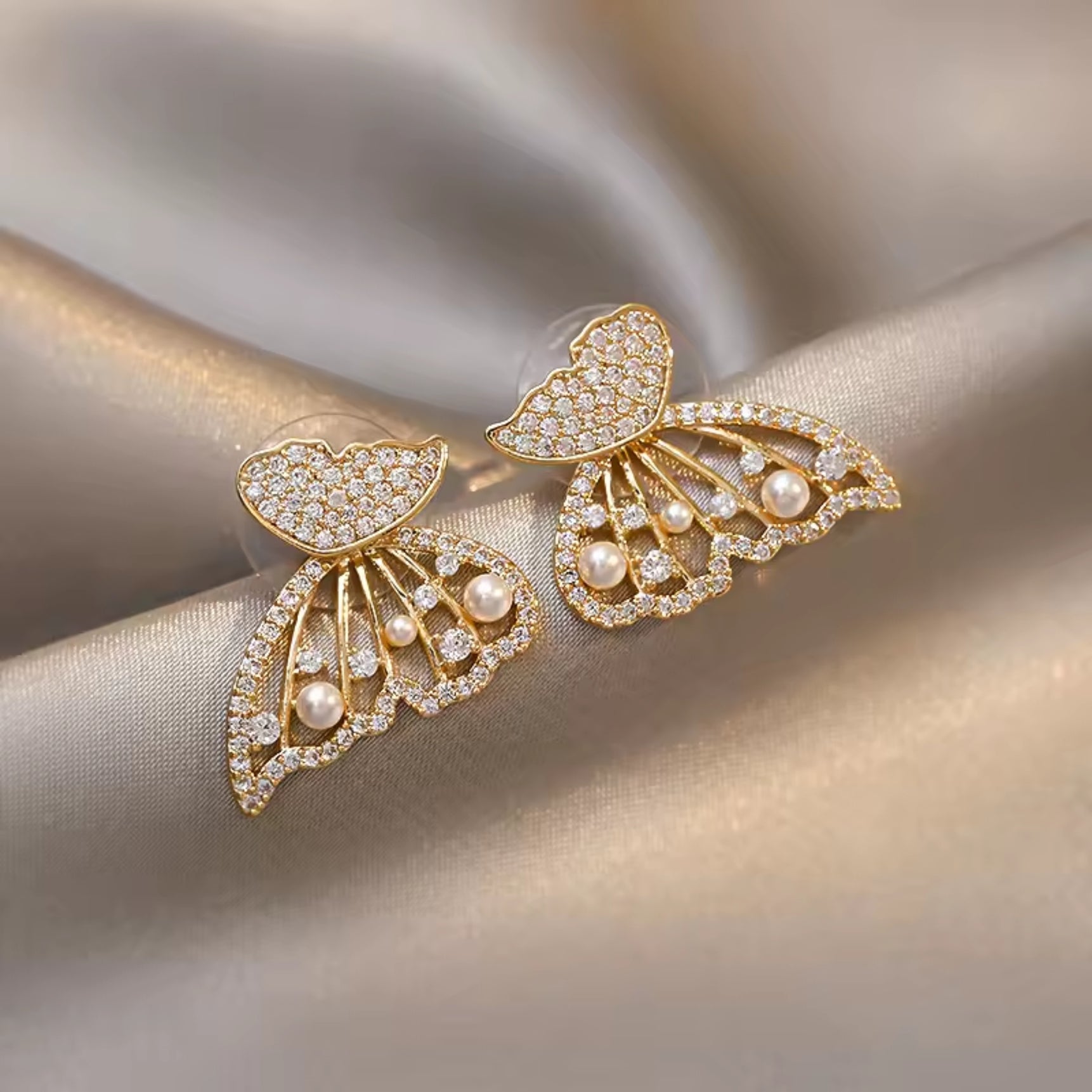Radiant Crystal Butterfly Stud Earrings