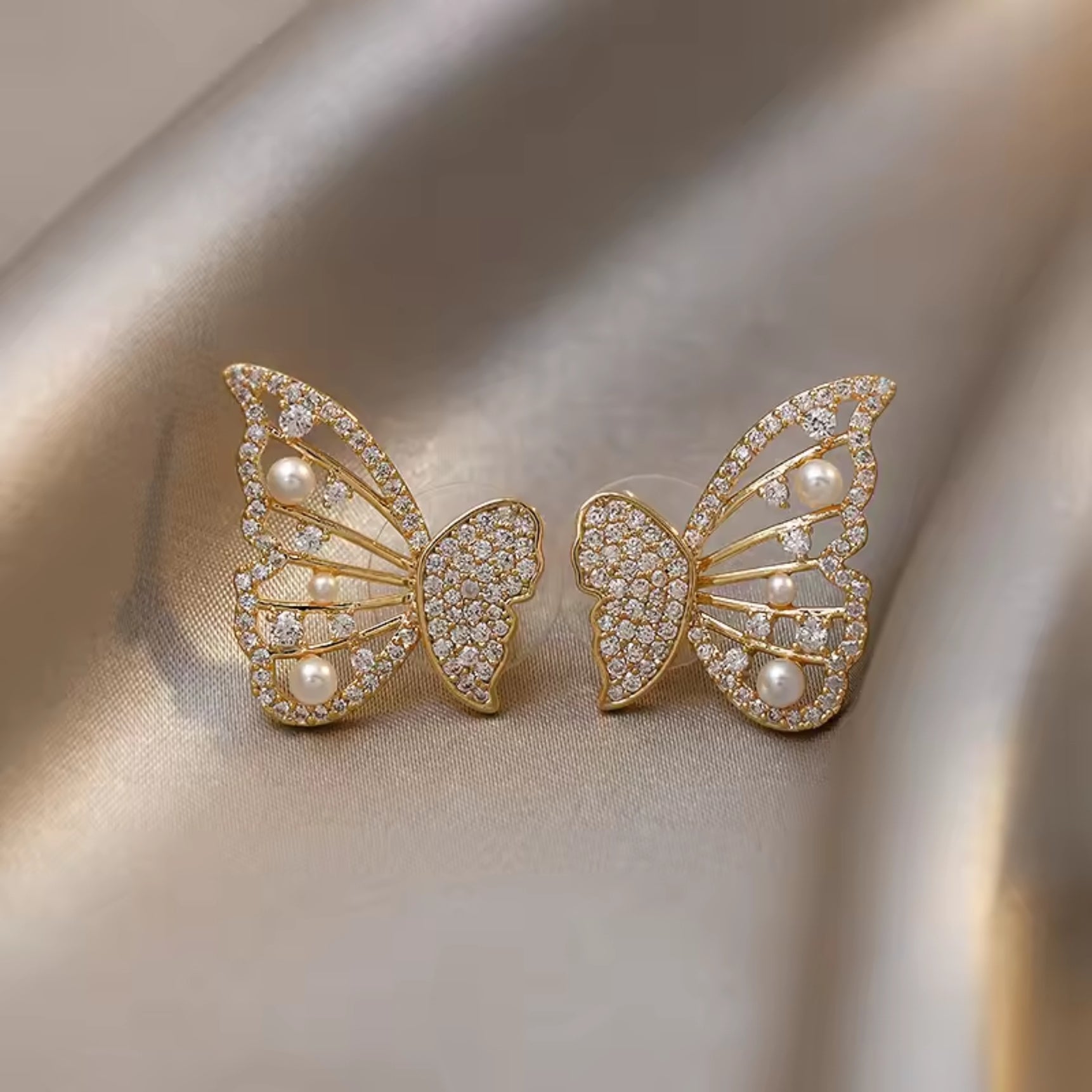 Radiant Crystal Butterfly Stud Earrings