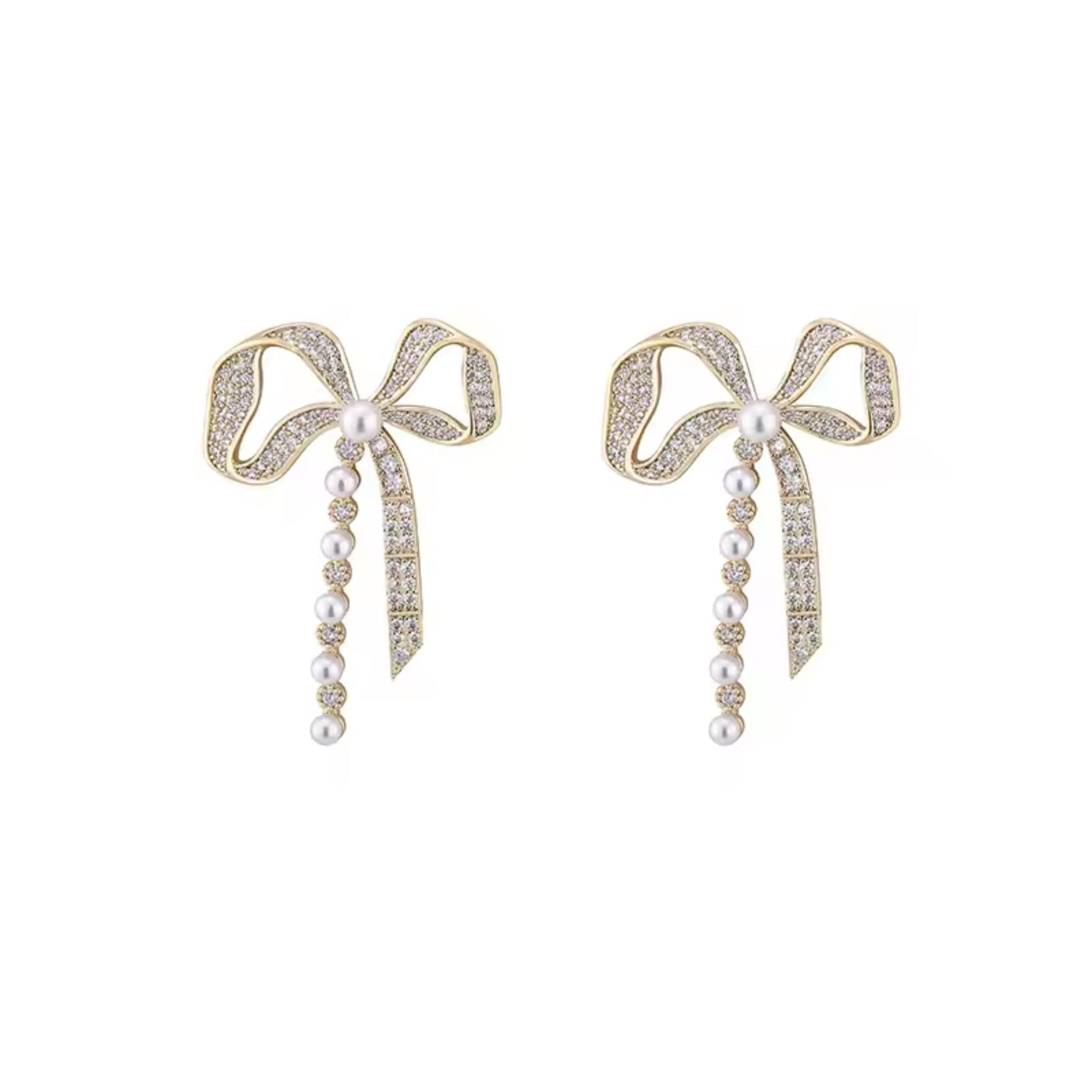 Shimmering Crystal Bow Stud Earrings