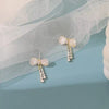 Elegant White Bow Drop Earrings