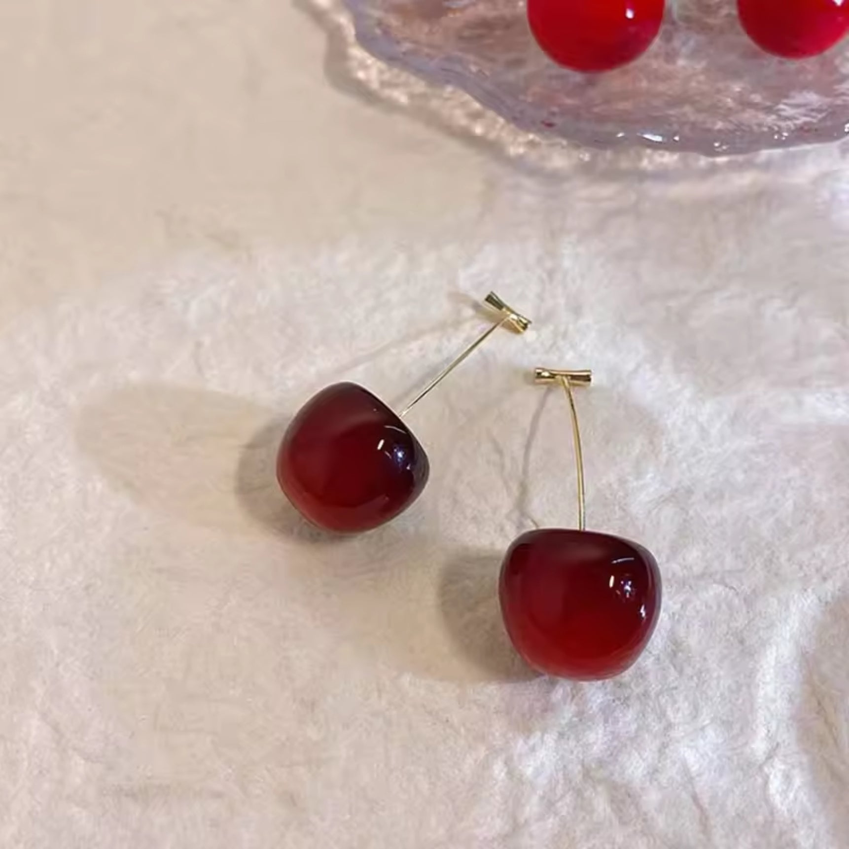Cherry Love Enamel Charm Earrings