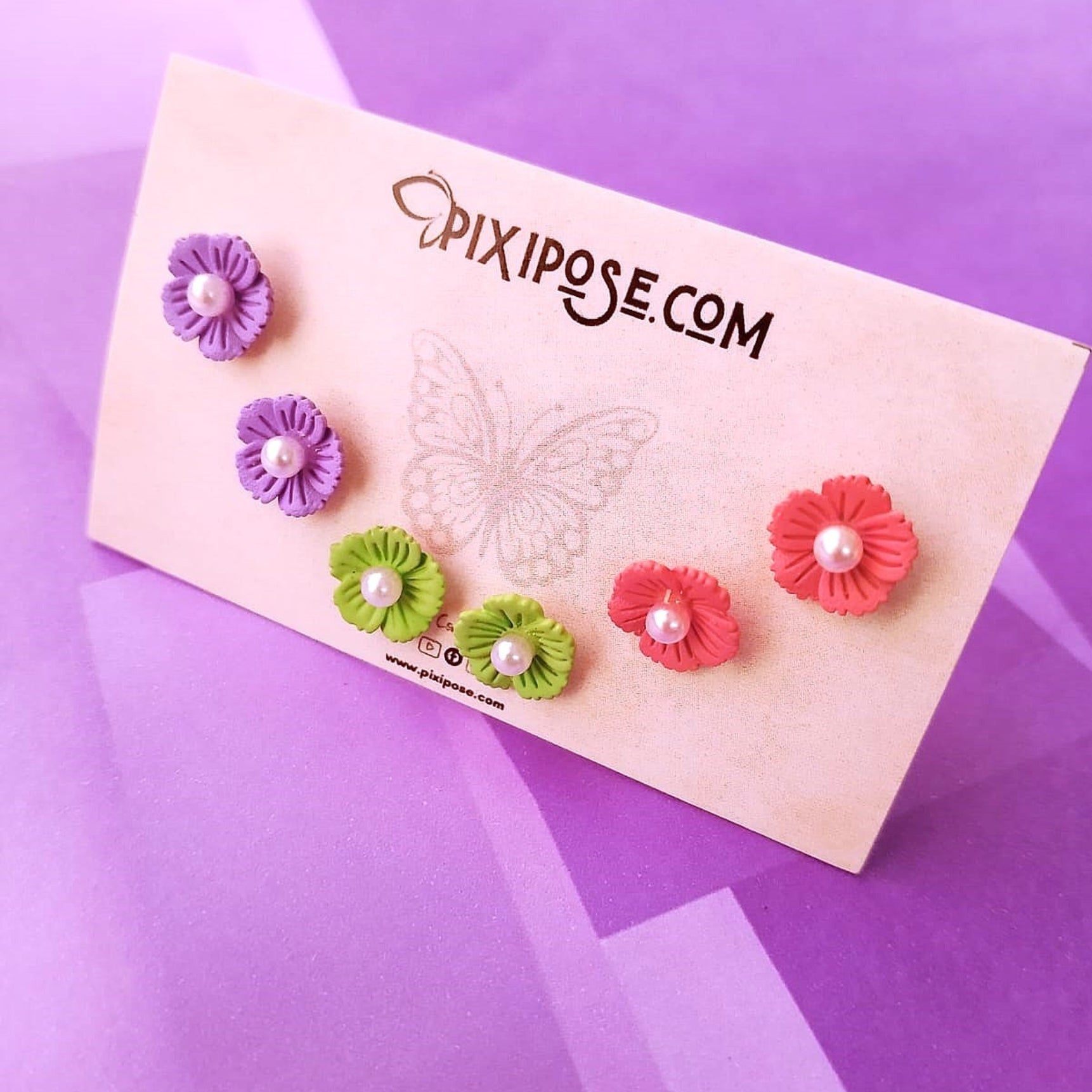 Rainbow Bloom Flower Studs Set