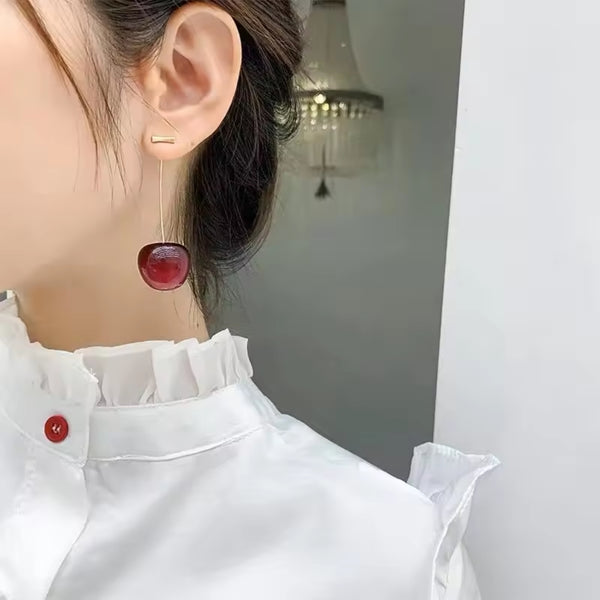 Cherry Love Enamel Charm Earrings