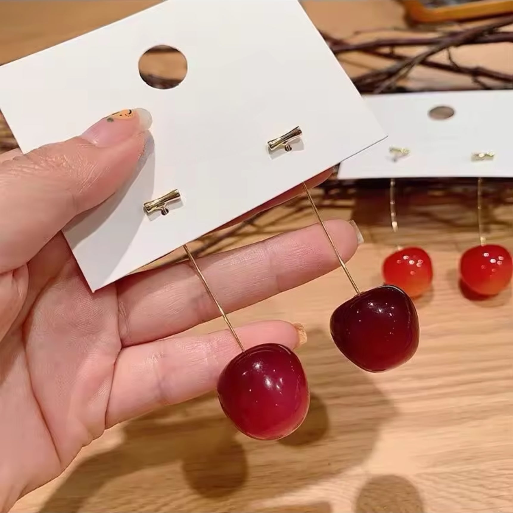 Cherry Love Enamel Charm Earrings