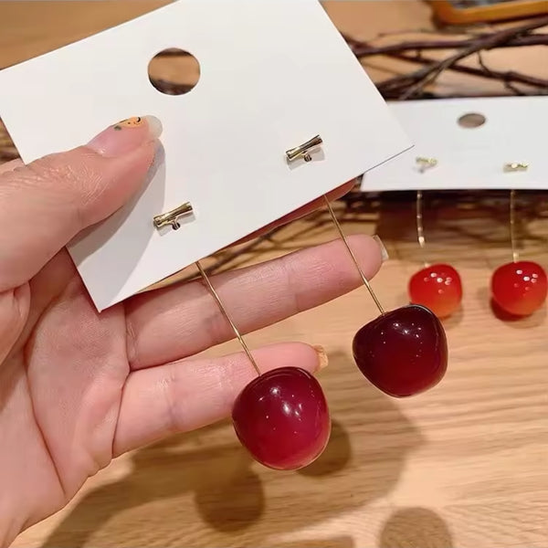 Cherry Love Enamel Charm Earrings