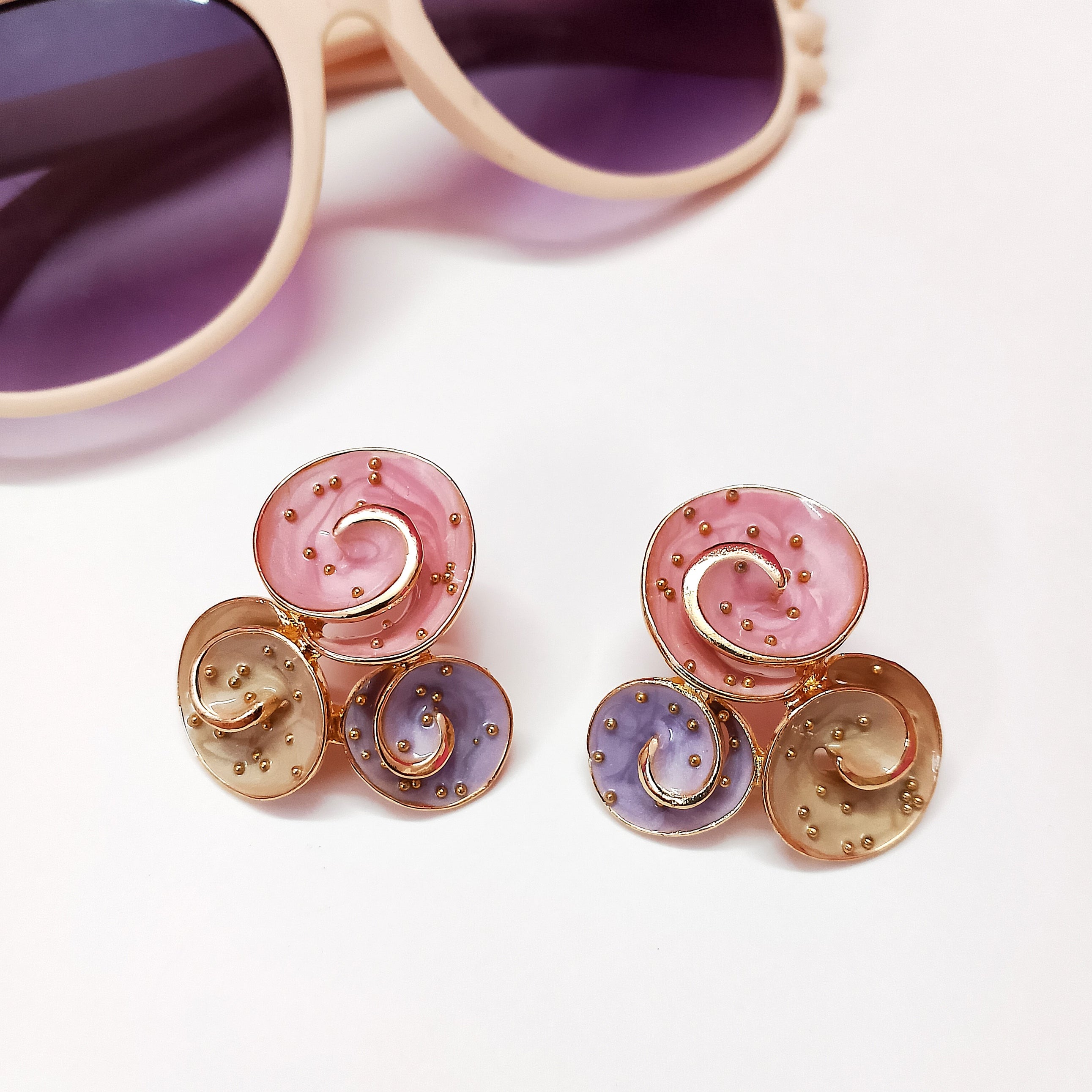 Radiant Swirl Charms Earrings  (PINK & PURPLE)